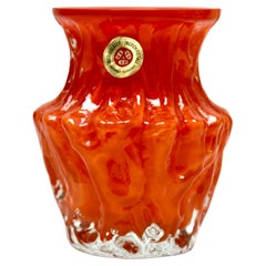 Vintage Ingrid Glas ‘Germany’ Bark Vase in Orange, 1970s