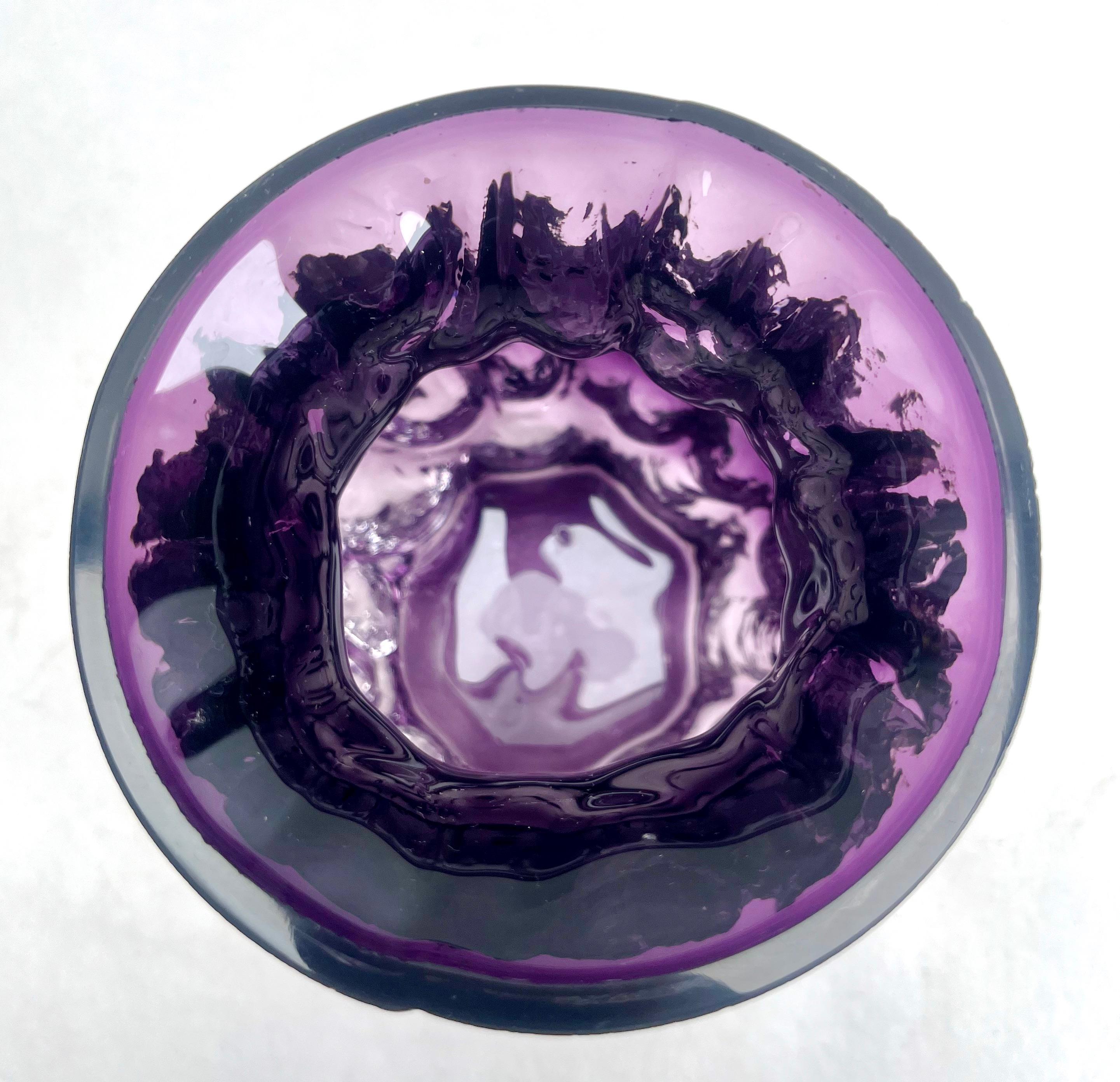 Ingrid Glas ‘Germany’ Bark Vase in Purple, 1970s For Sale 3