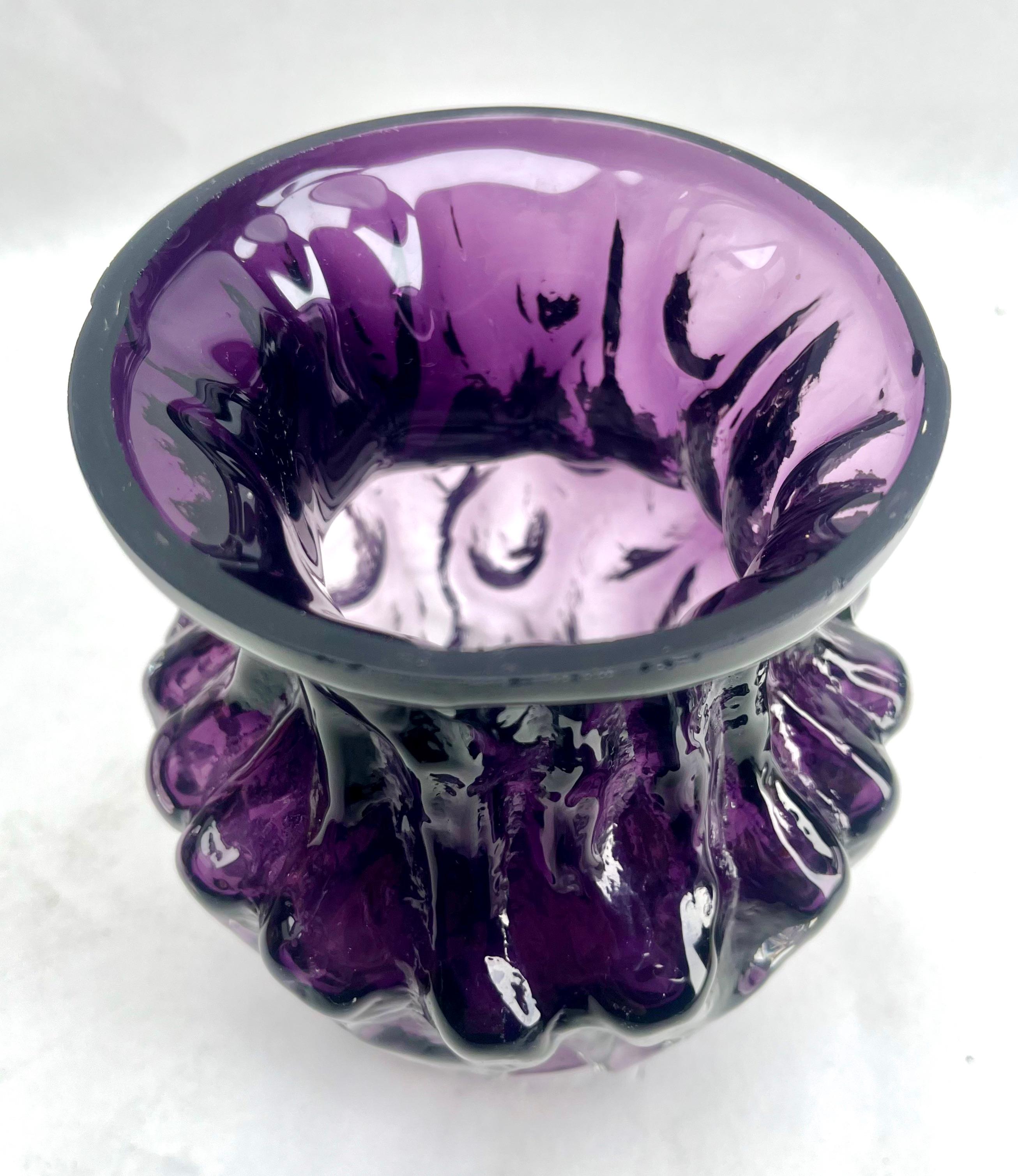 Ingrid Glas ‘Germany’ Bark Vase in Purple, 1970s For Sale 4