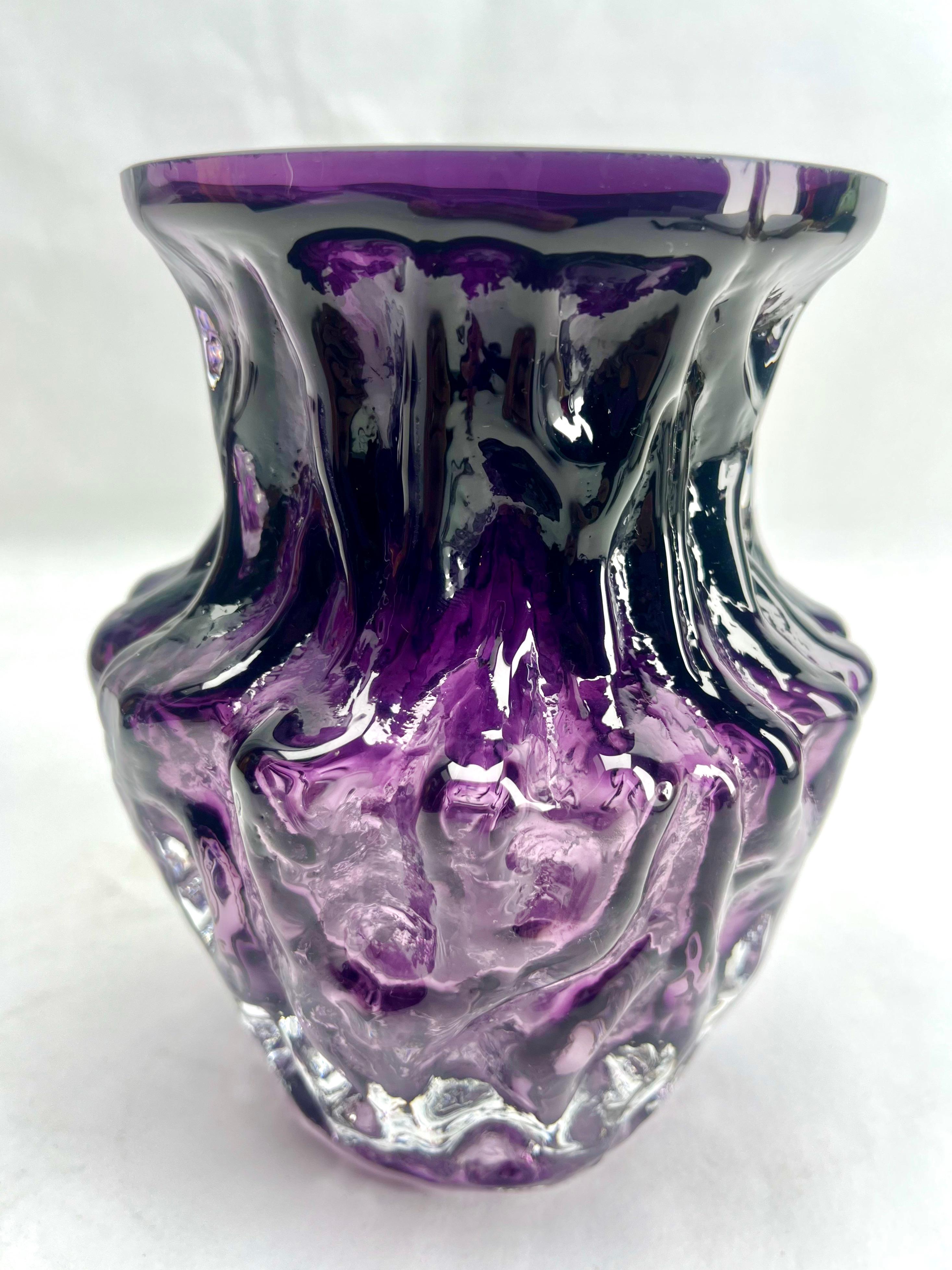 Mid-Century Modern Ingrid Glas ‘Germany’ Bark Vase in Purple, 1970s For Sale