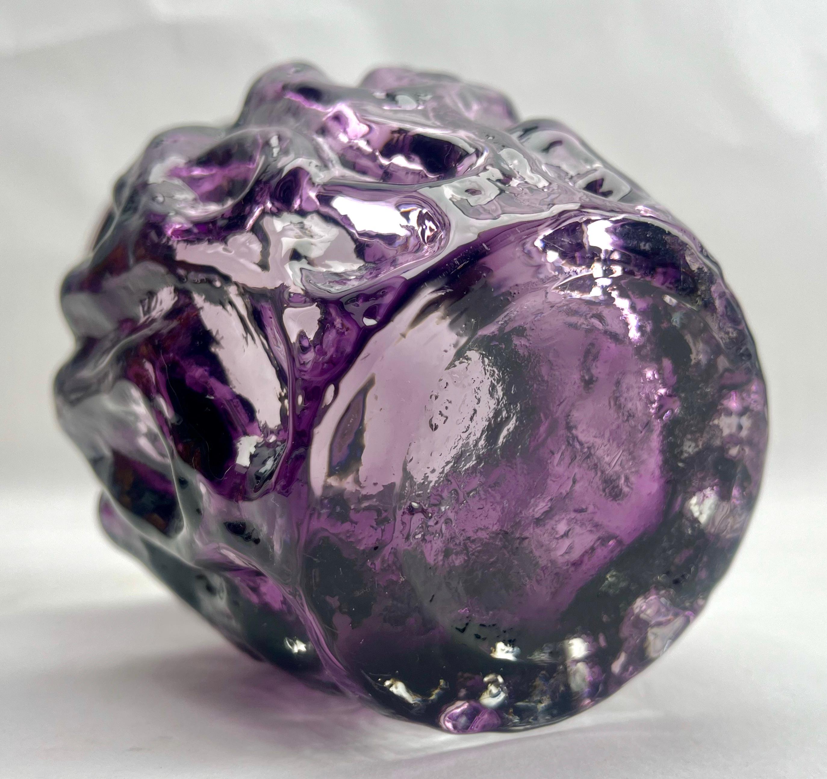 Molded Ingrid Glas ‘Germany’ Bark Vase in Purple, 1970s For Sale