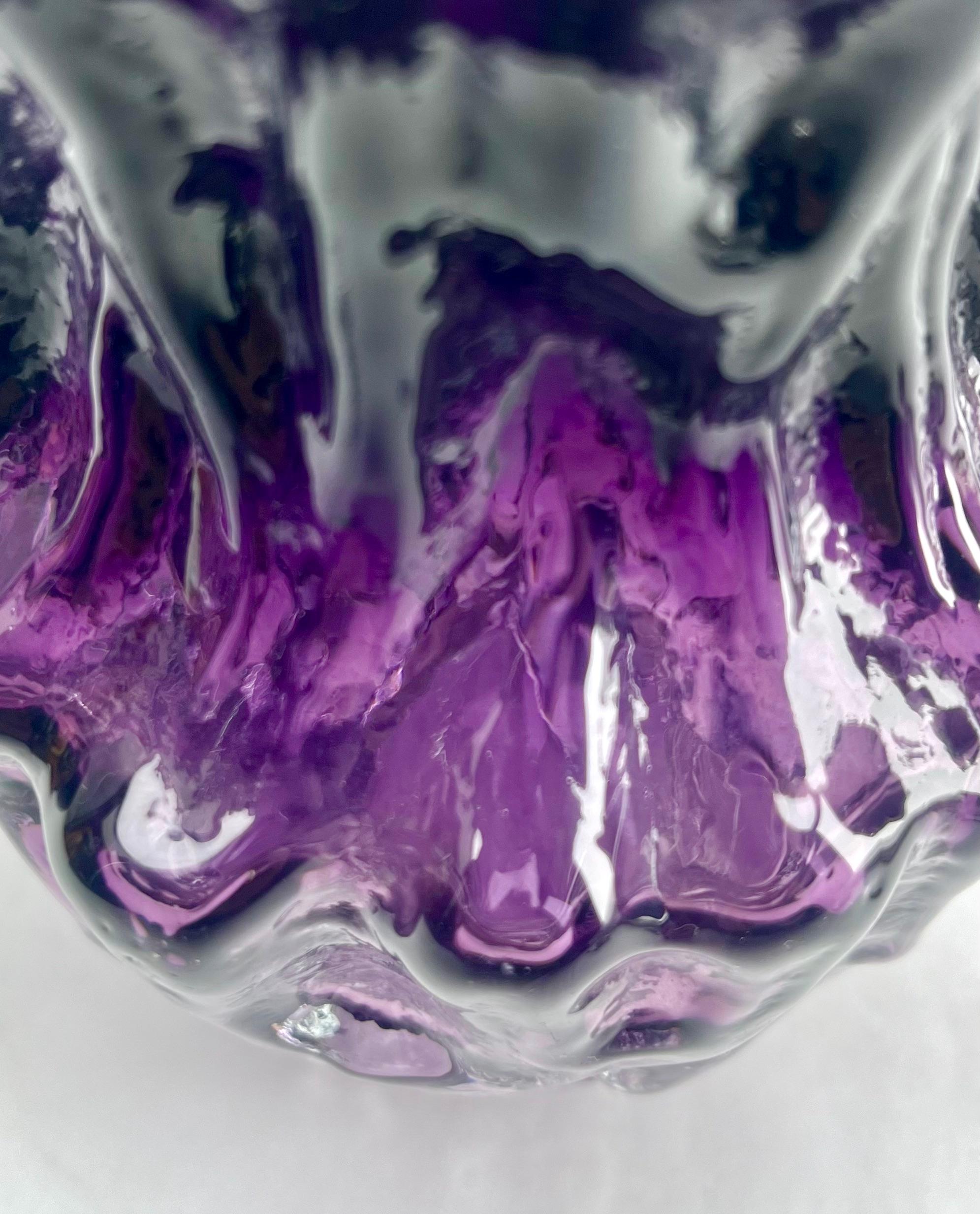 Late 20th Century Ingrid Glas ‘Germany’ Bark Vase in Purple, 1970s For Sale