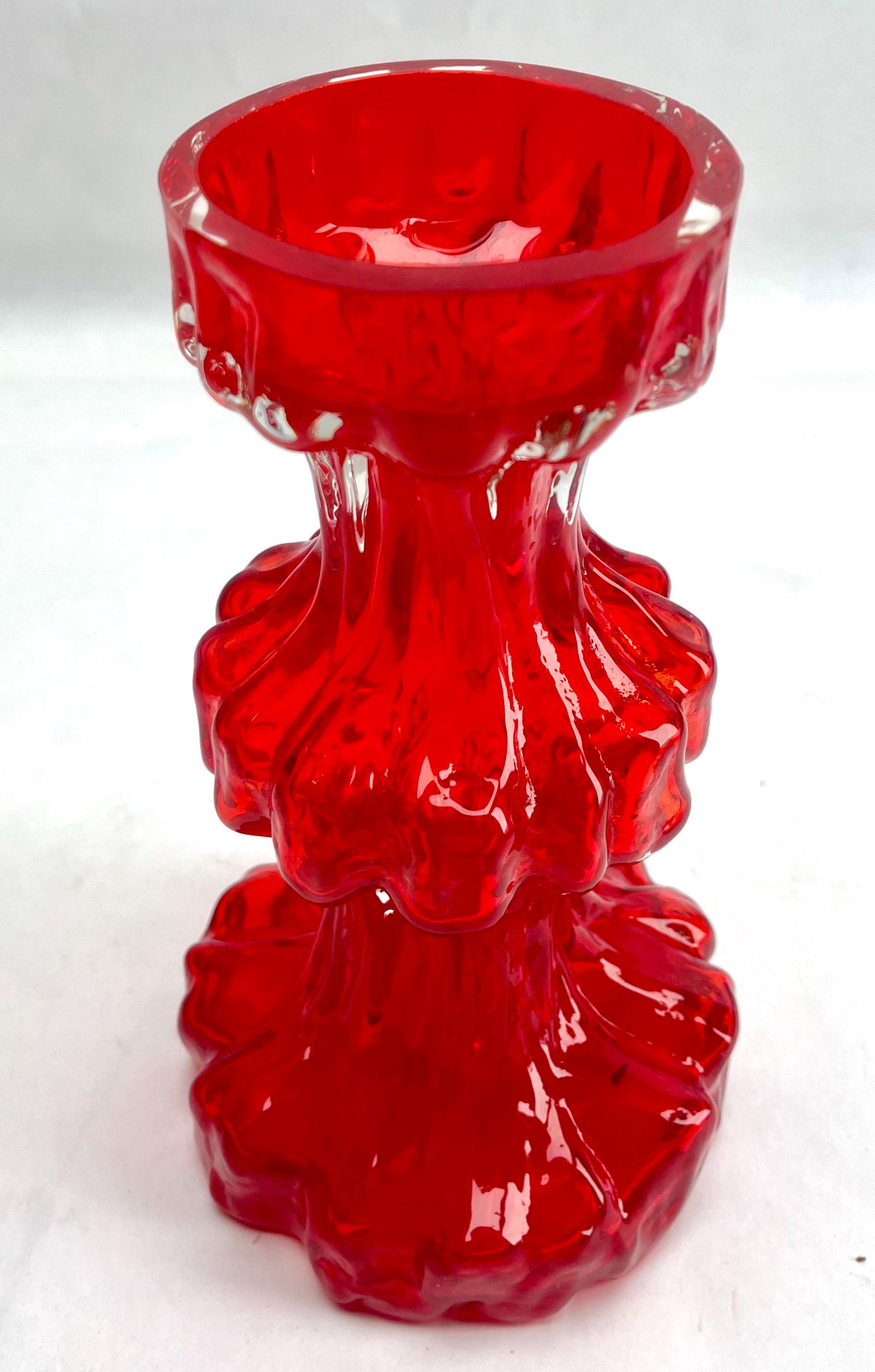 Mid-Century Modern Ingrid Glas ‘Germany’ Bark Vase in Red, 1970s For Sale