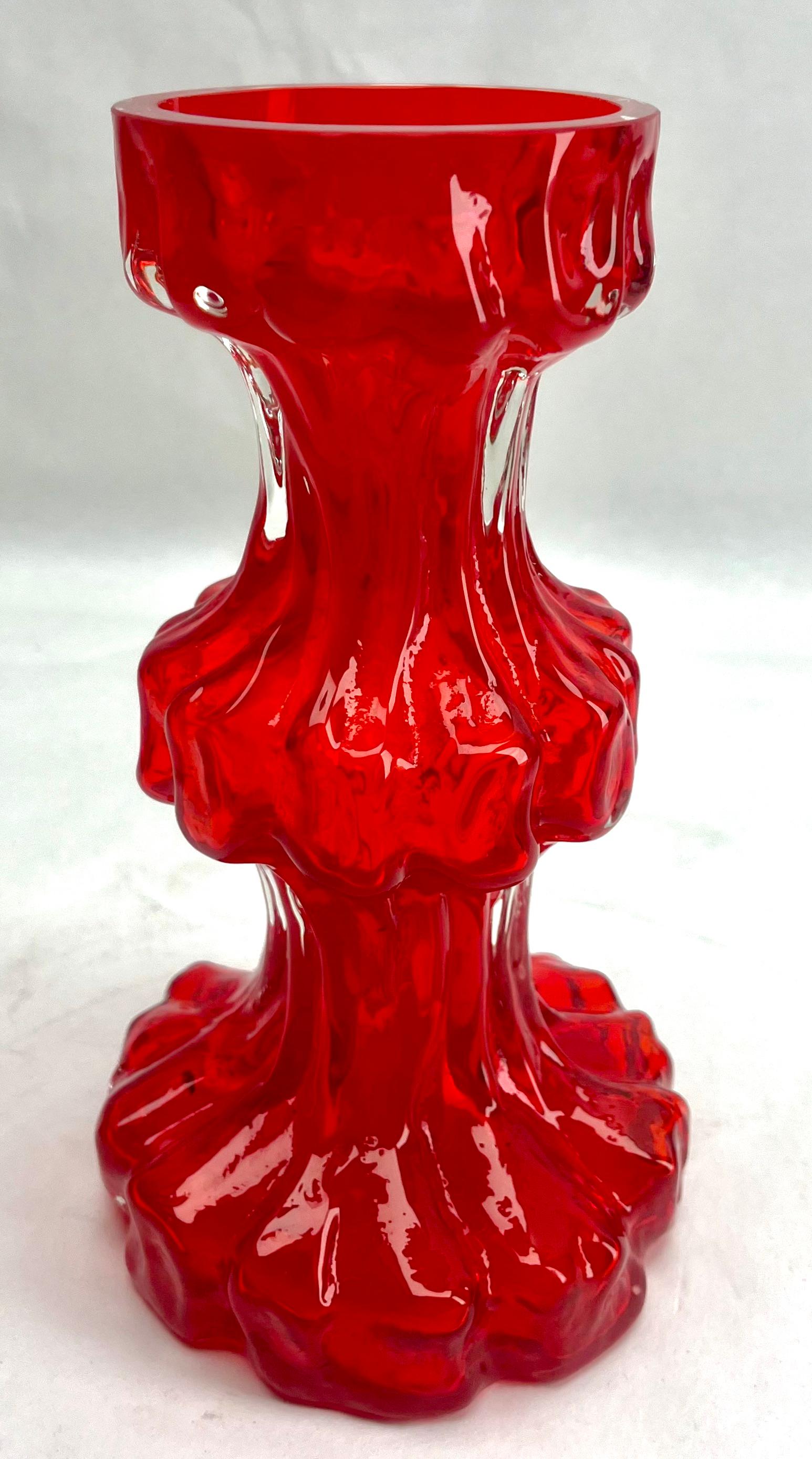 Ingrid Glas ‘Germany’ Bark Vase in Red, 1970s In Good Condition For Sale In Verviers, BE