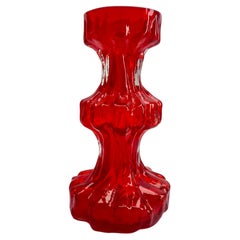 Vintage Ingrid Glas ‘Germany’ Bark Vase in Red, 1970s