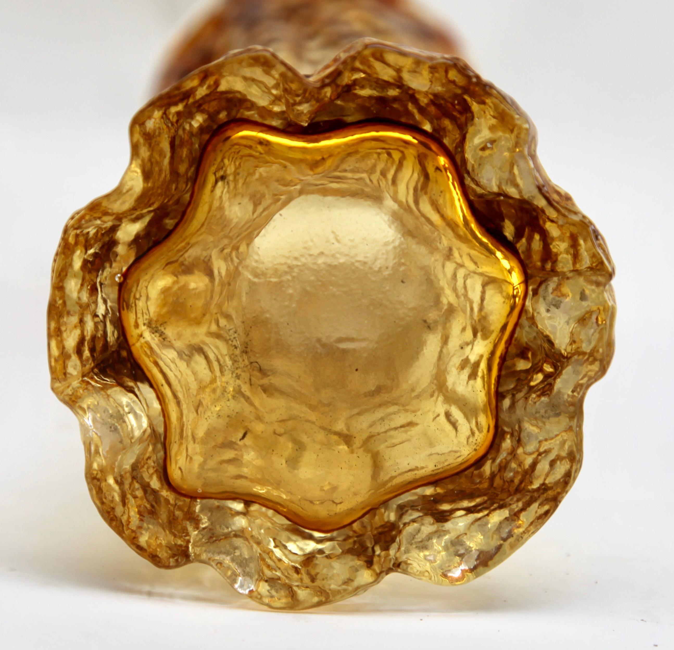 Ingrid Glas ‘Germany’ Set of Bark Vases in Amber, 1970s 3