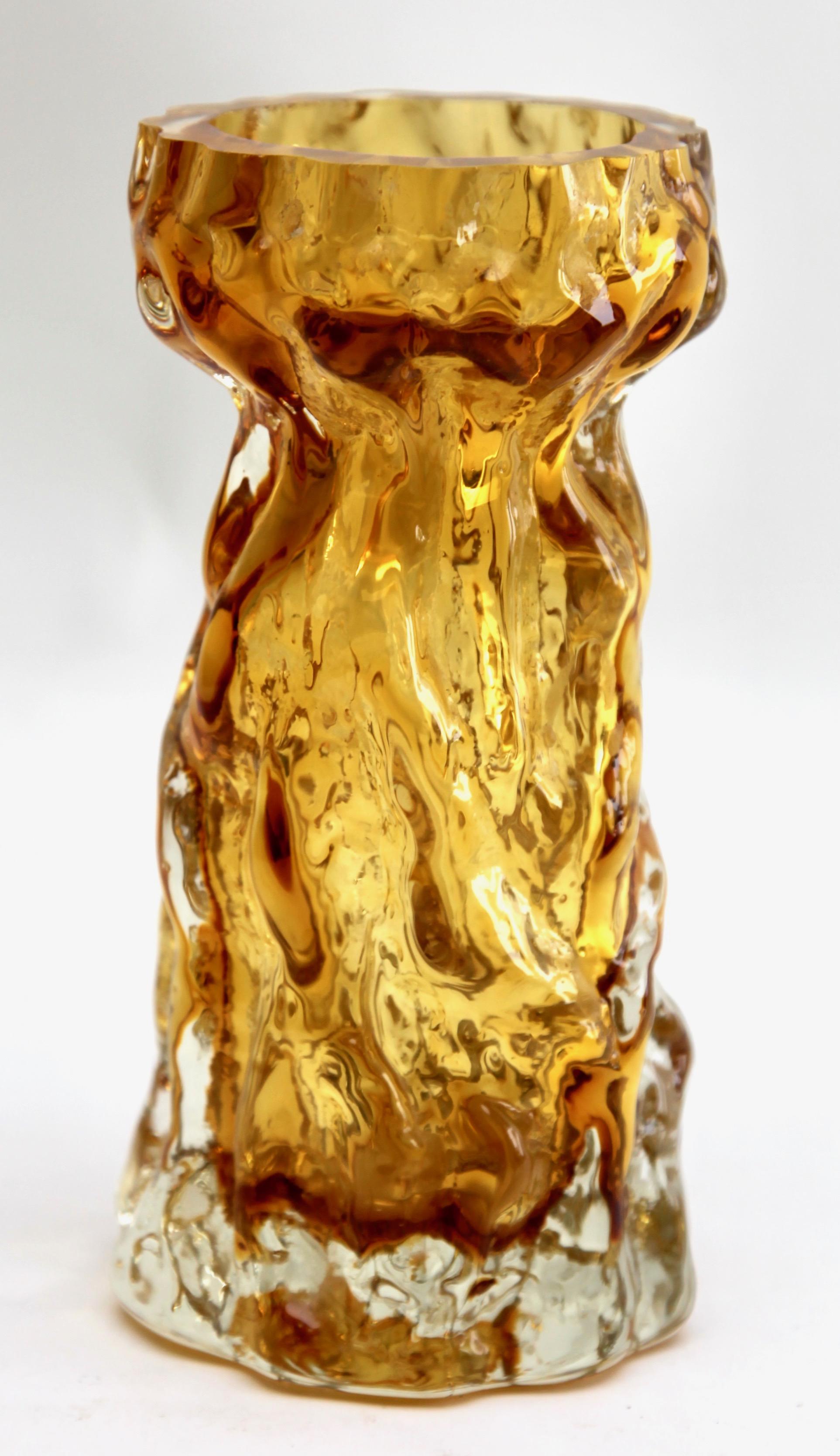 Late 20th Century Ingrid Glas ‘Germany’ Set of Bark Vases in Amber, 1970s