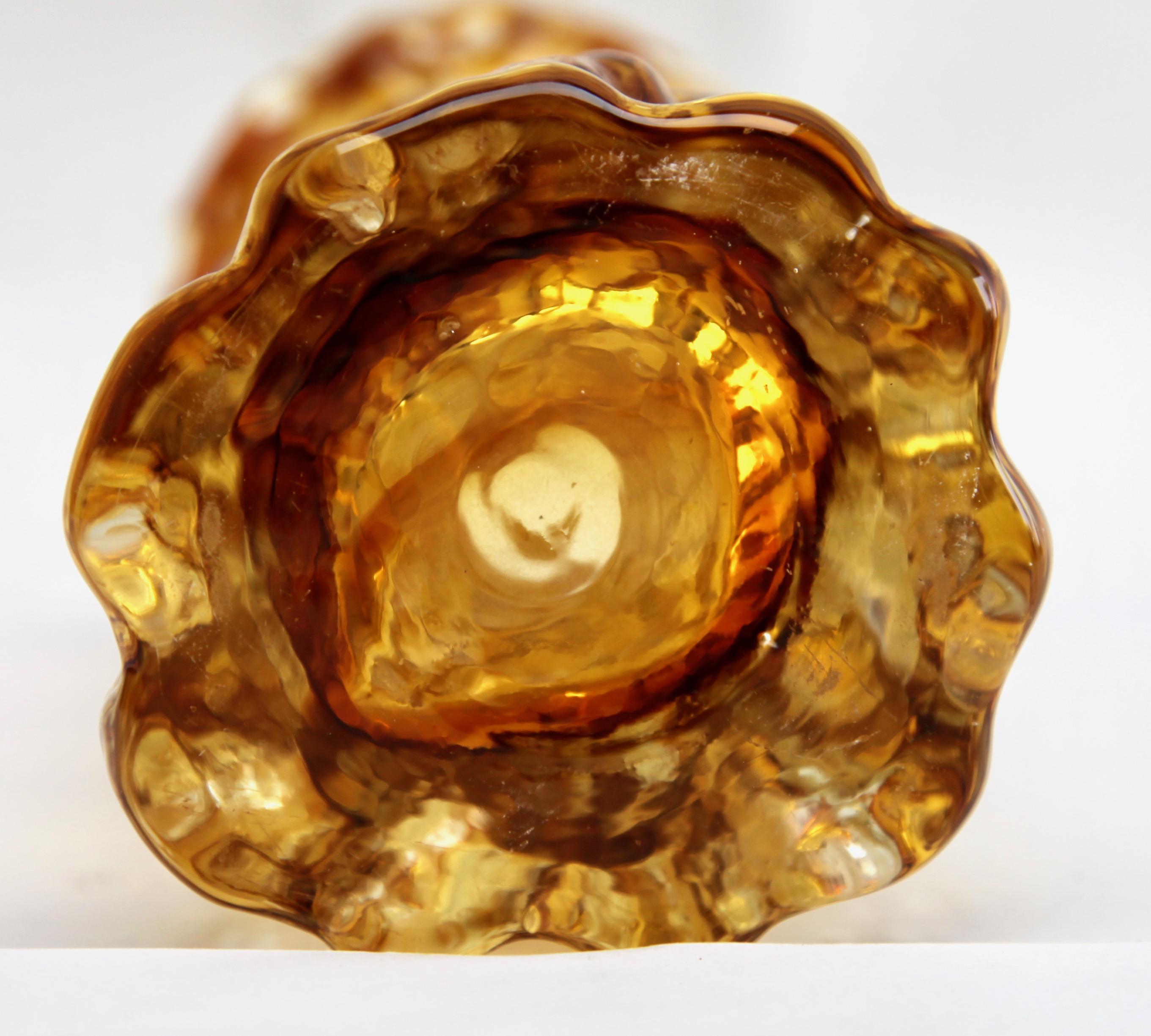 Ingrid Glas ‘Germany’ Set of Bark Vases in Amber, 1970s 2