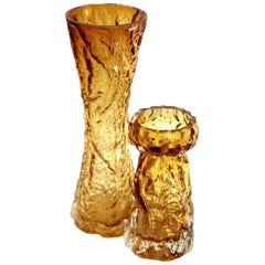 Ingrid Glas ‘Germany’ Set of Bark Vases in Amber, 1970s