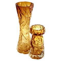 Ingrid Glas ‘Germany’ Set of Bark Vases in Amber, 1970s