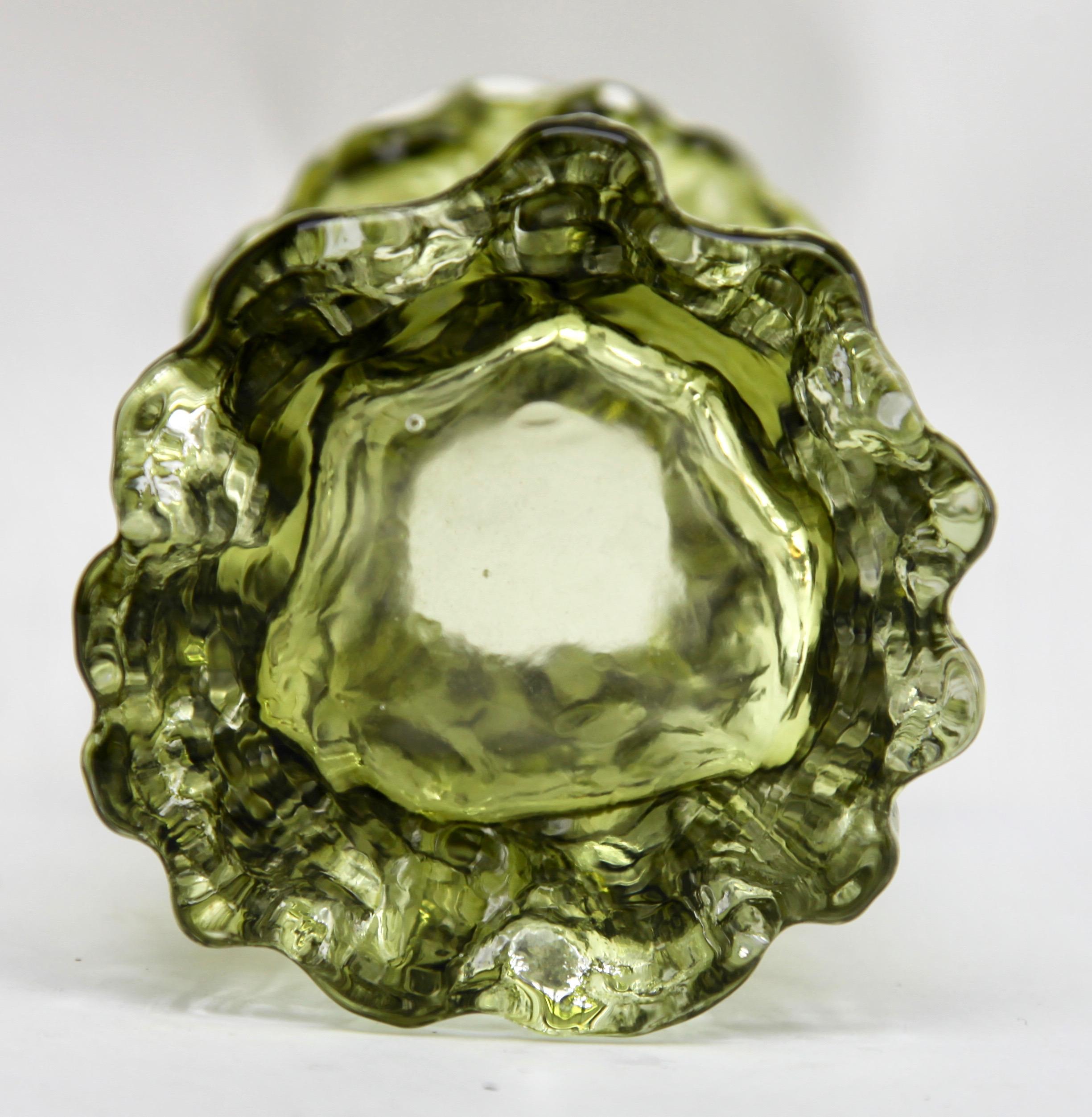 Ingrid Glas 'Germany', Set of Bark Vases in Sage Green, 1970s 1