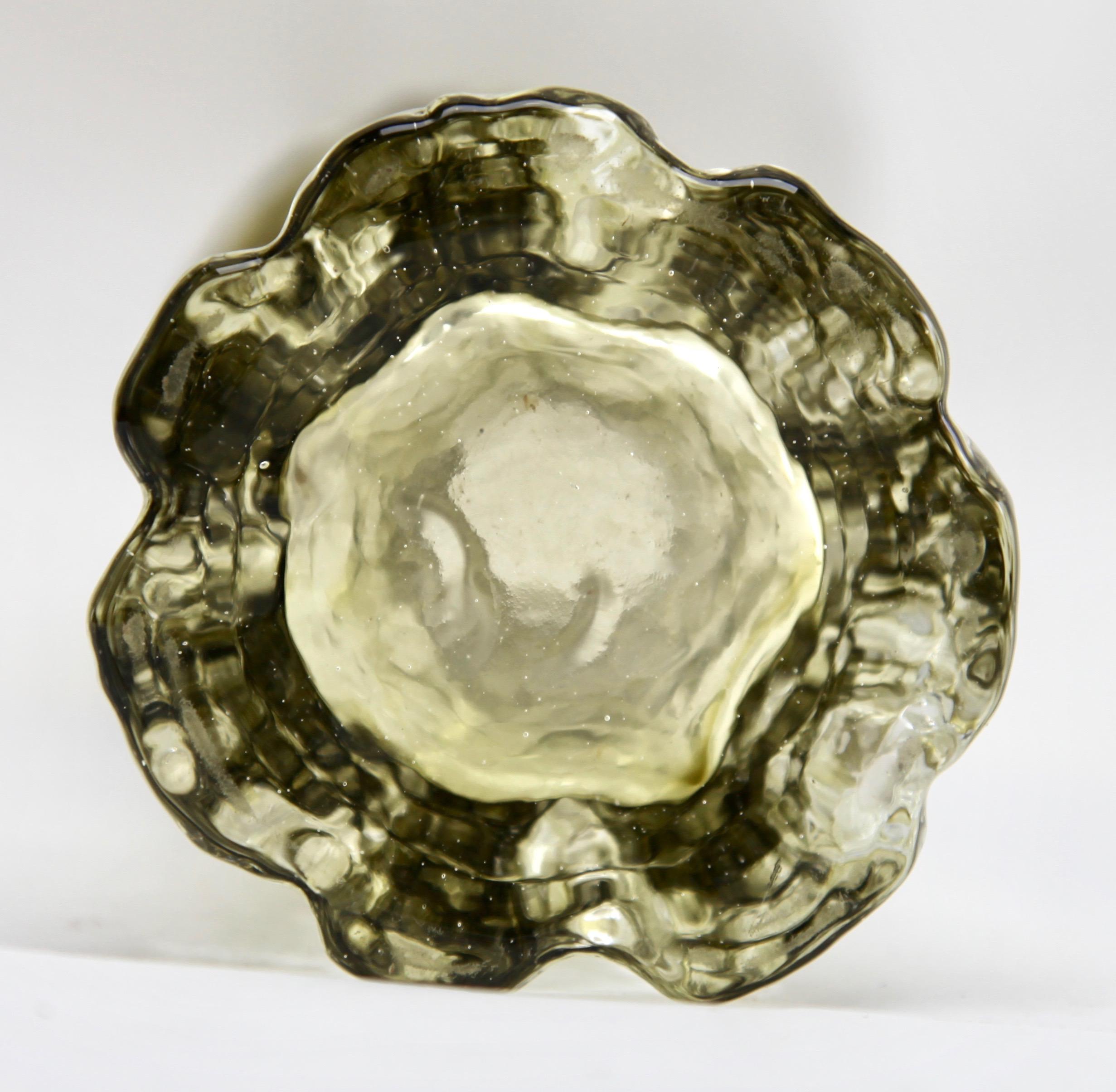 Ingrid Glas 'Germany', Set of Bark Vases in Sage Green, 1970s 3