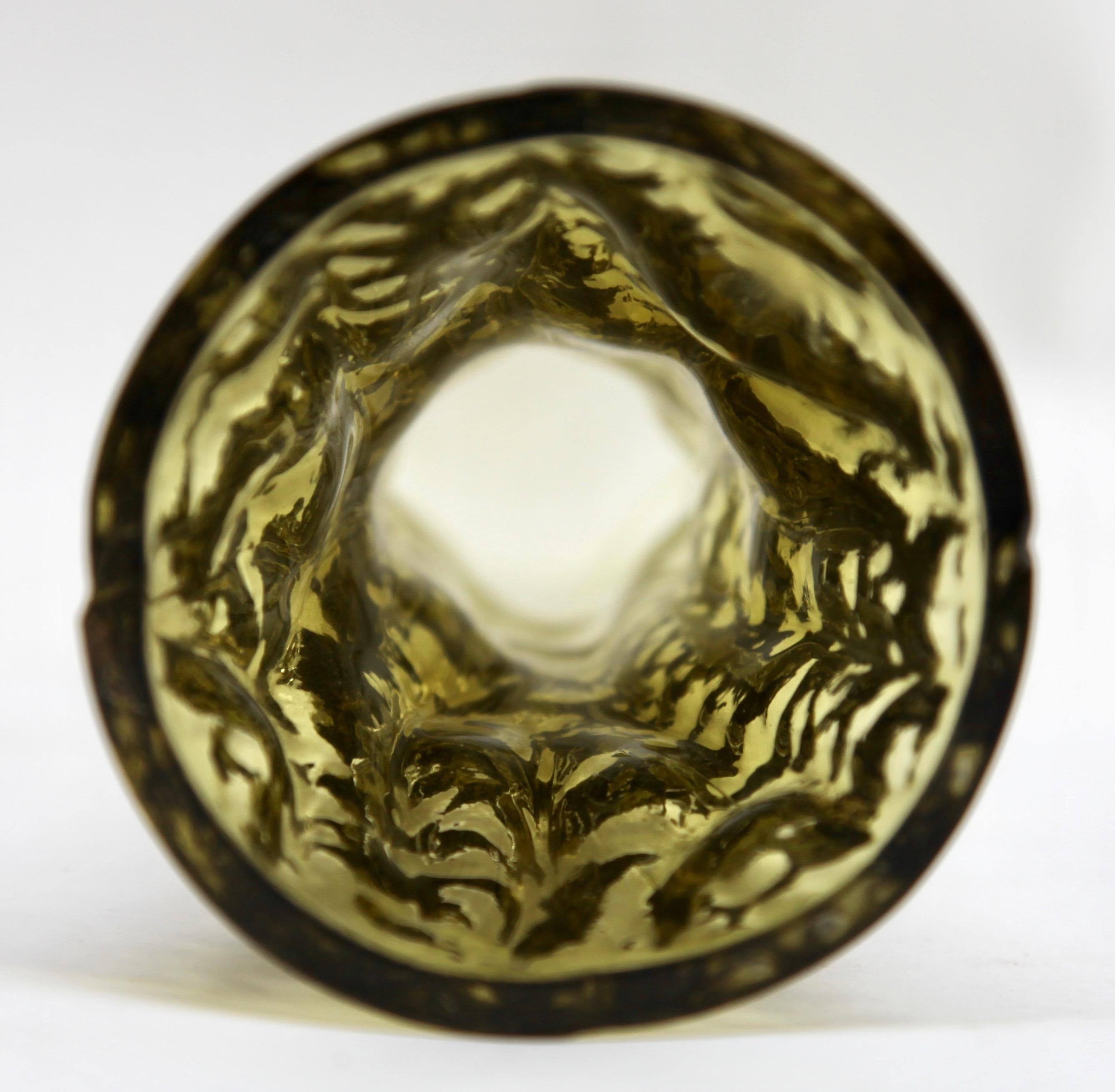 Ingrid Glas 'Germany', Set of Bark Vases in Sage Green, 1970s 4