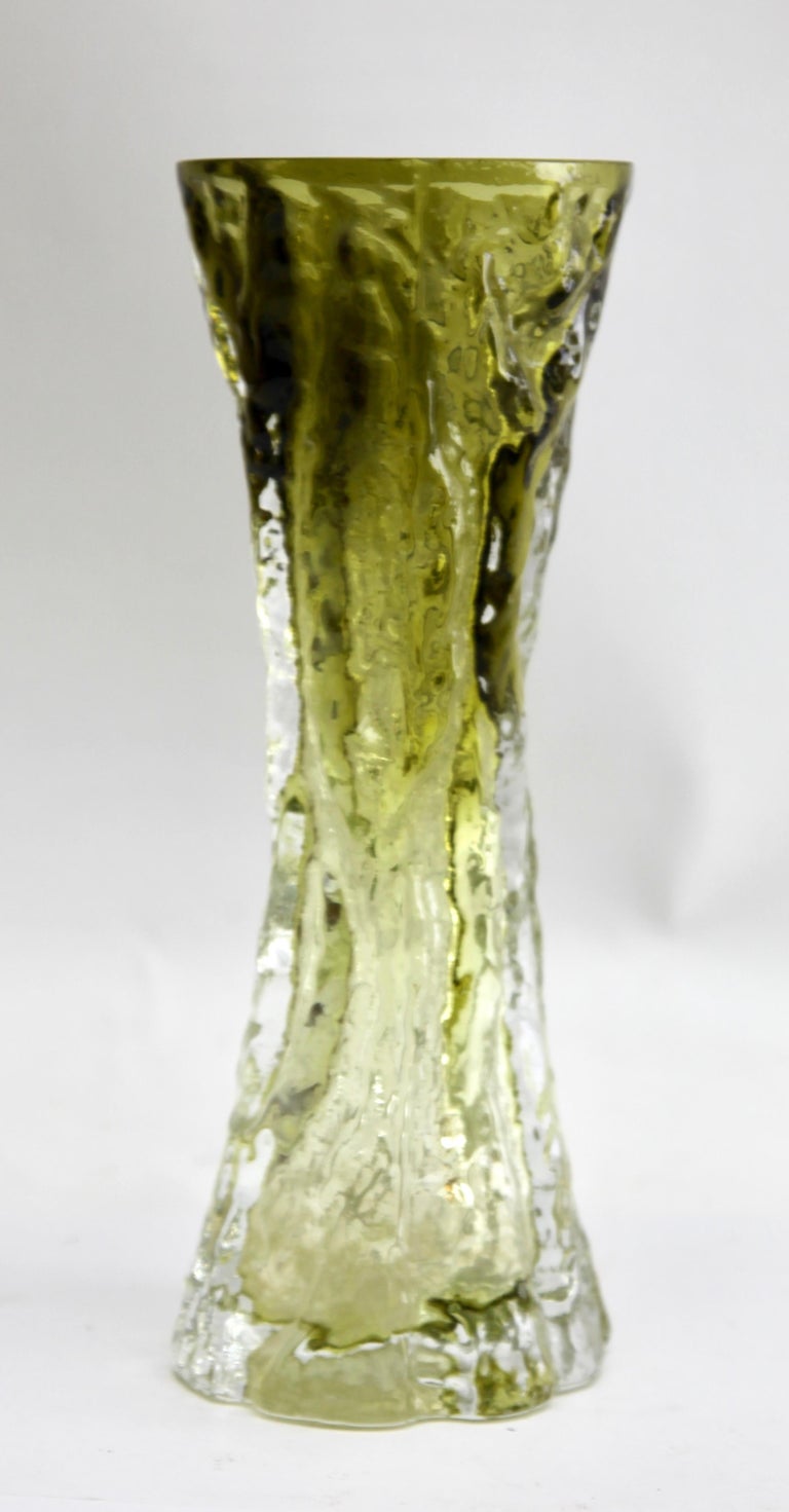 Ingrid Glass 'Germany' Set of Bark Vases in Sage Green, 1970s For Sale