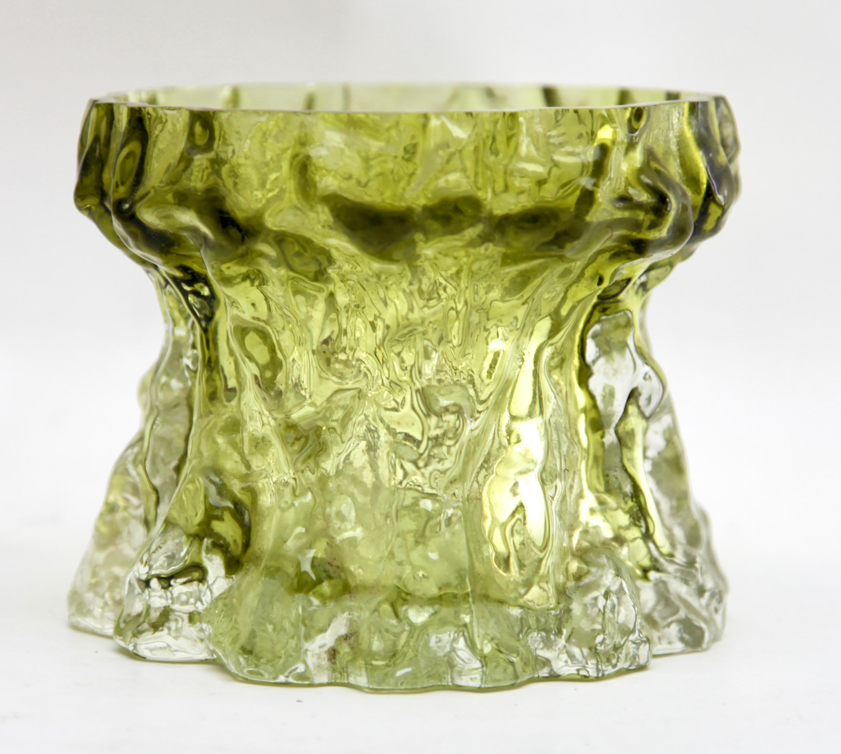 Mid-Century Modern Ingrid Glas 'Germany', Set of Bark Vases in Sage Green, 1970s