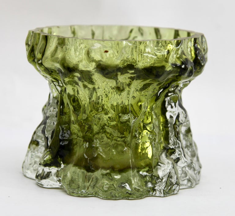 Ingrid Glass 'Germany' Set of Bark Vases in Sage Green, 1970s For Sale