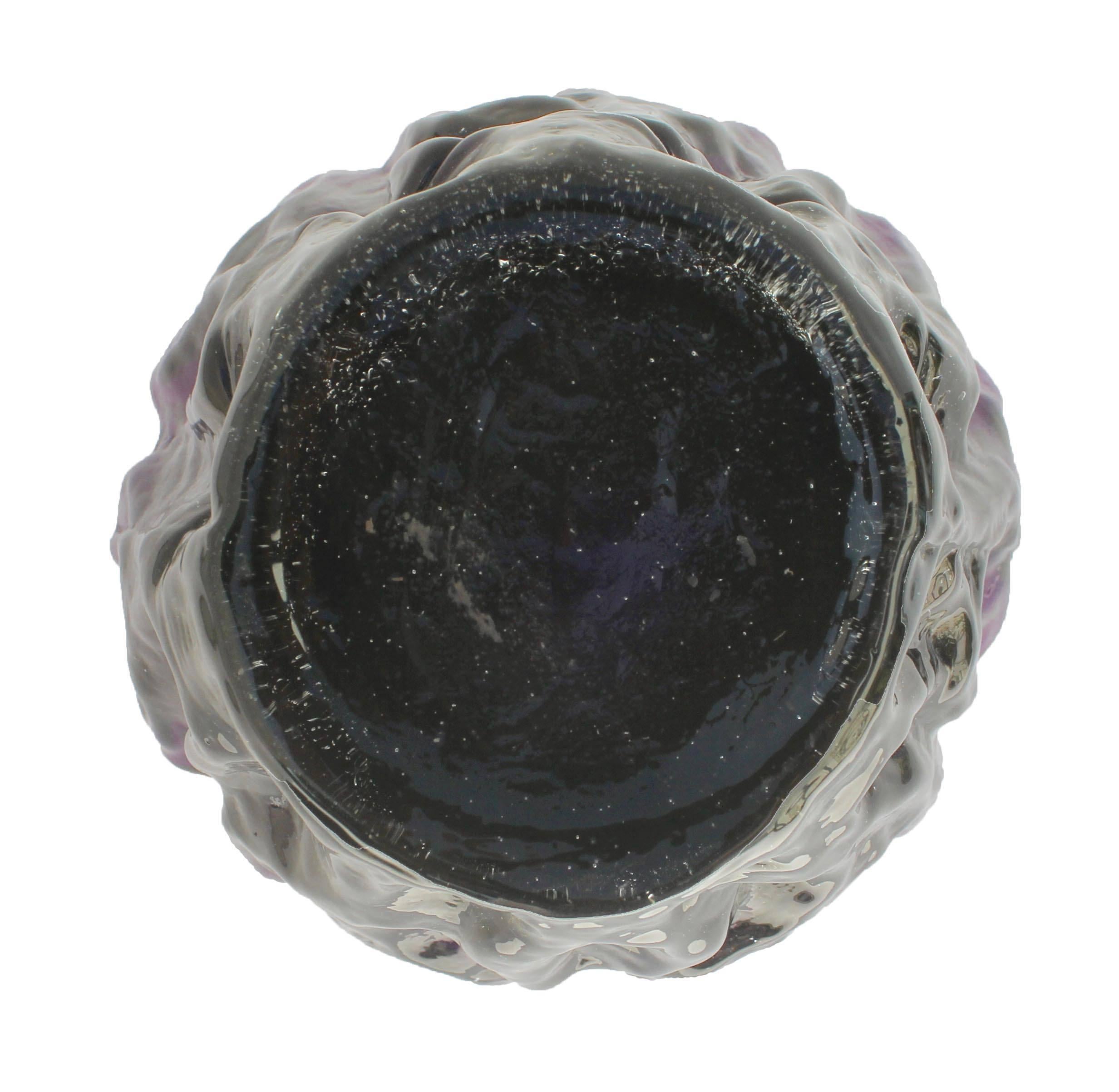 Molded Ingrid-Glass 2 Vases from the 'Rock Crystal' Range in Deep Purple, Germany For Sale