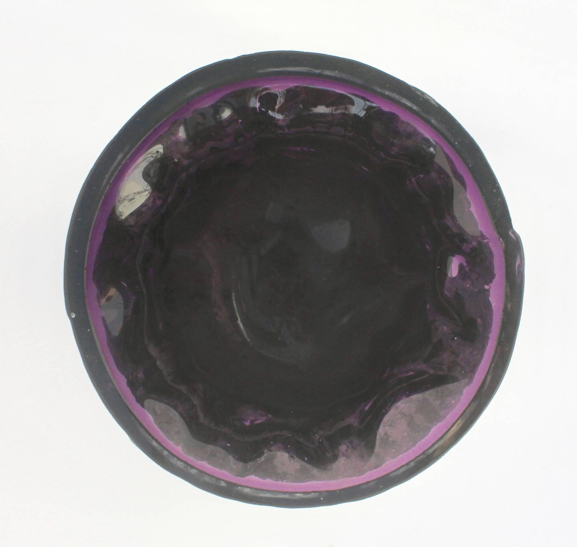 Mid-20th Century Ingrid-Glass 2 Vases from the 'Rock Crystal' Range in Deep Purple, Germany For Sale