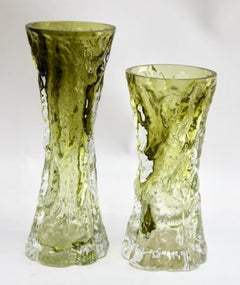 Juego de jarrones Ingrid Glass 'Alemania' en verde salvia, años 70