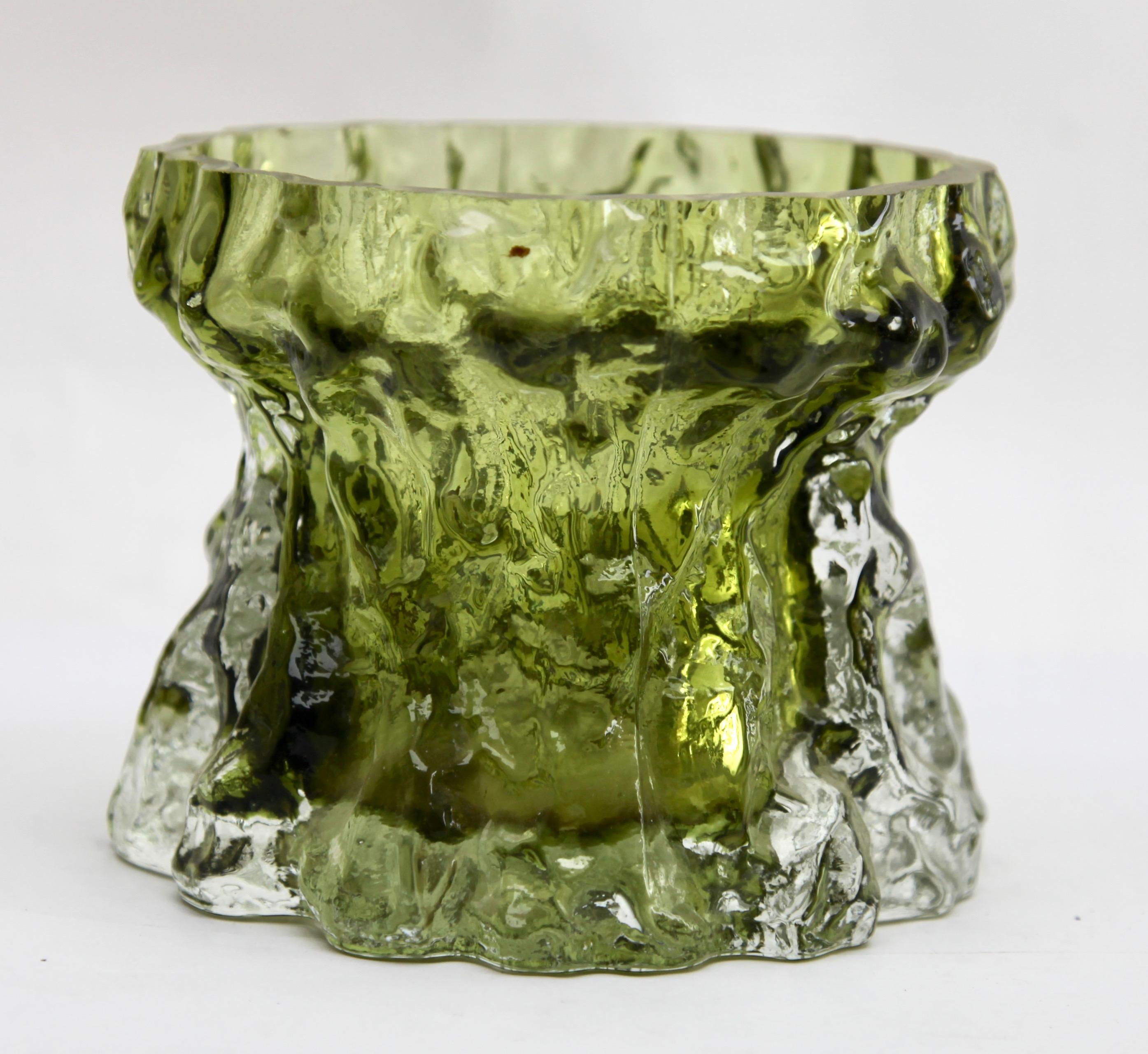 Late 20th Century Ingrid Glass 'Germany' Set of Bark Vases in Sage Green, 1970s