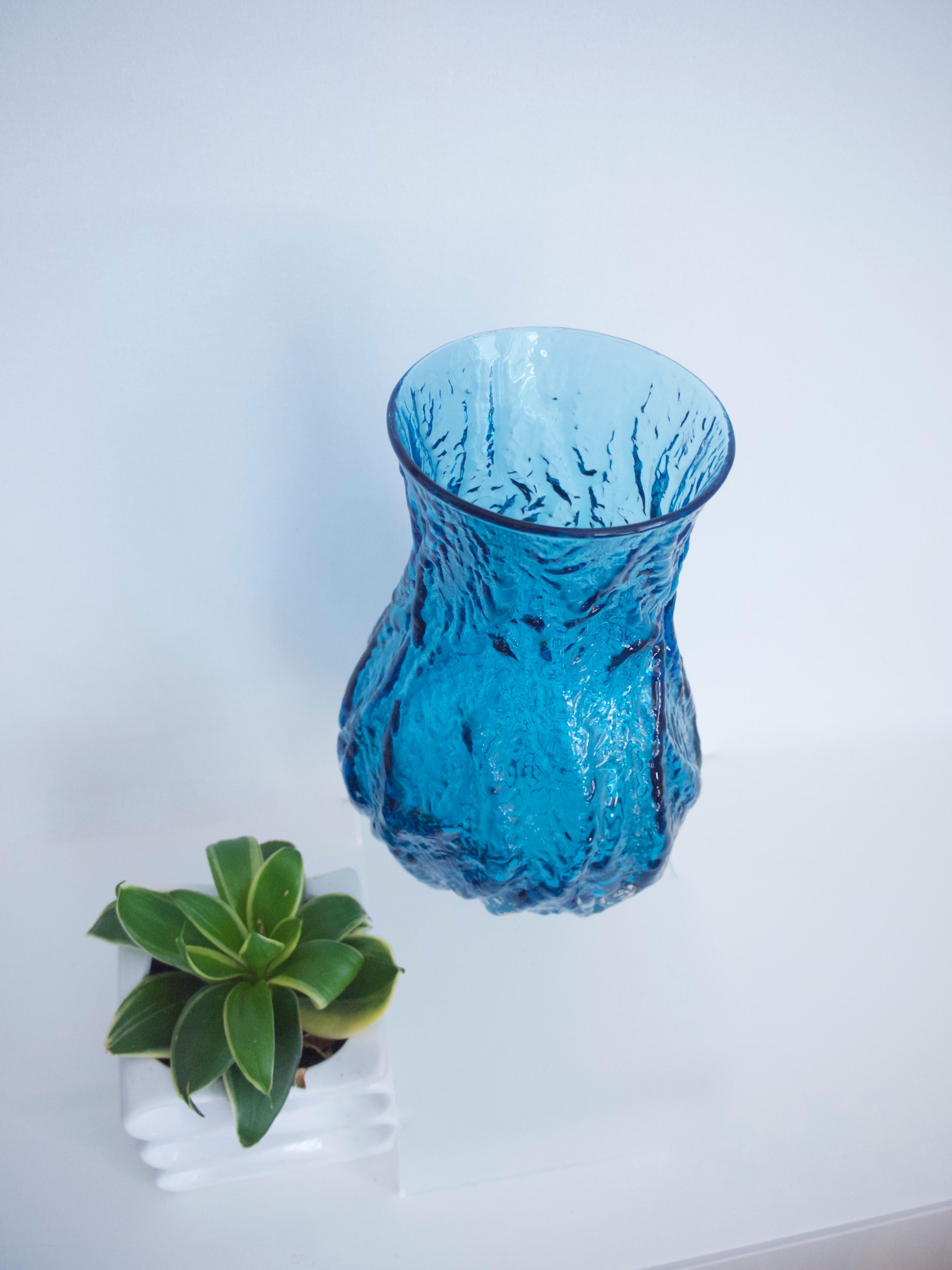 German Ingrid Glasshutte 'Rock Crystal' Vase 1970s Modernist/Vintage For Sale