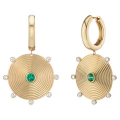 Ingrid Hoop & Drop Earrings with Emeralds by Selin Kent