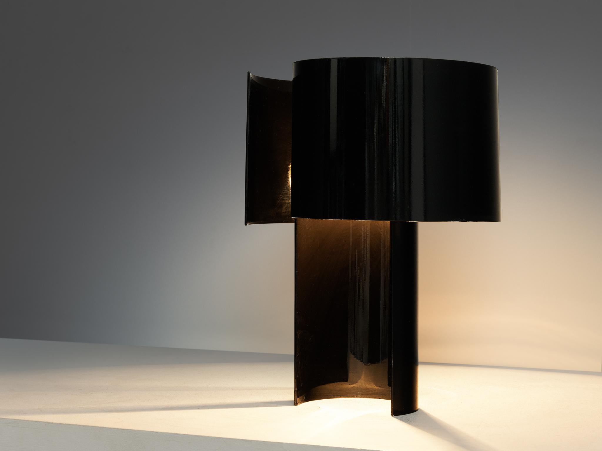 Post-Modern Ingrid Hsalmarson for New Lamp 'Spiral' Table Lamp in Aluminum  For Sale