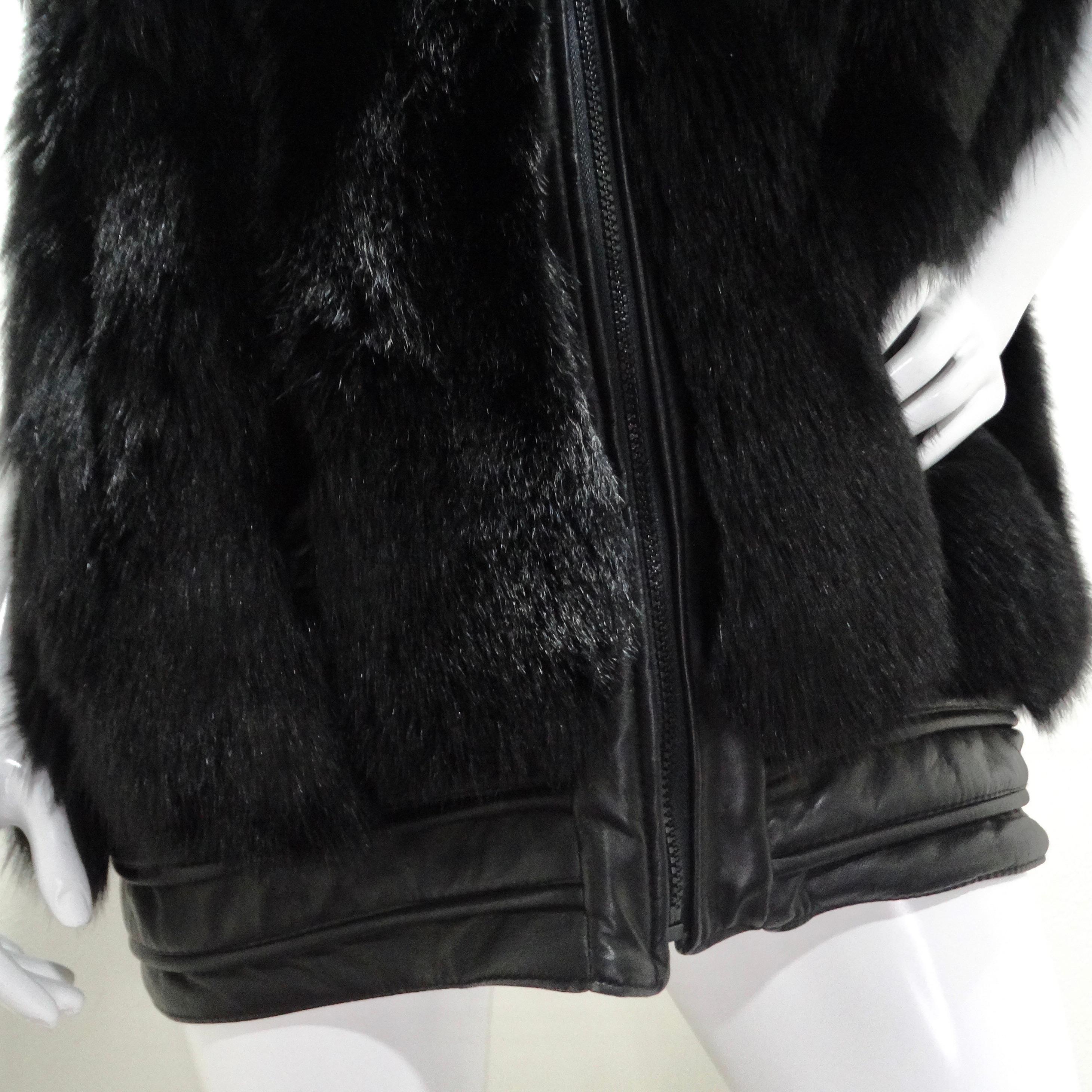 Ingrid Klahn 1980s Black Fur Leather Vest In Excellent Condition For Sale In Scottsdale, AZ
