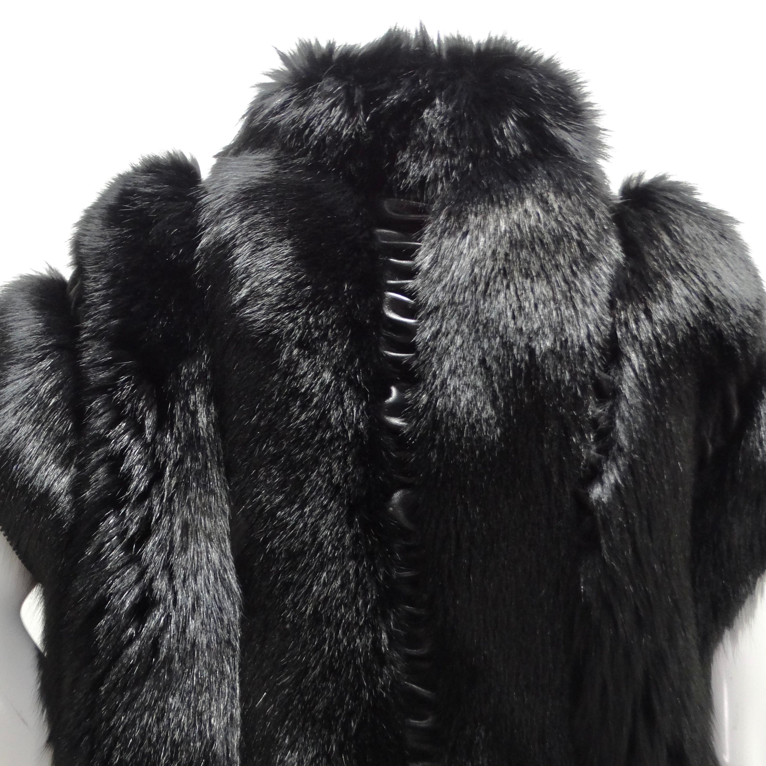 Ingrid Klahn 1980s Black Fur Leather Vest For Sale 1