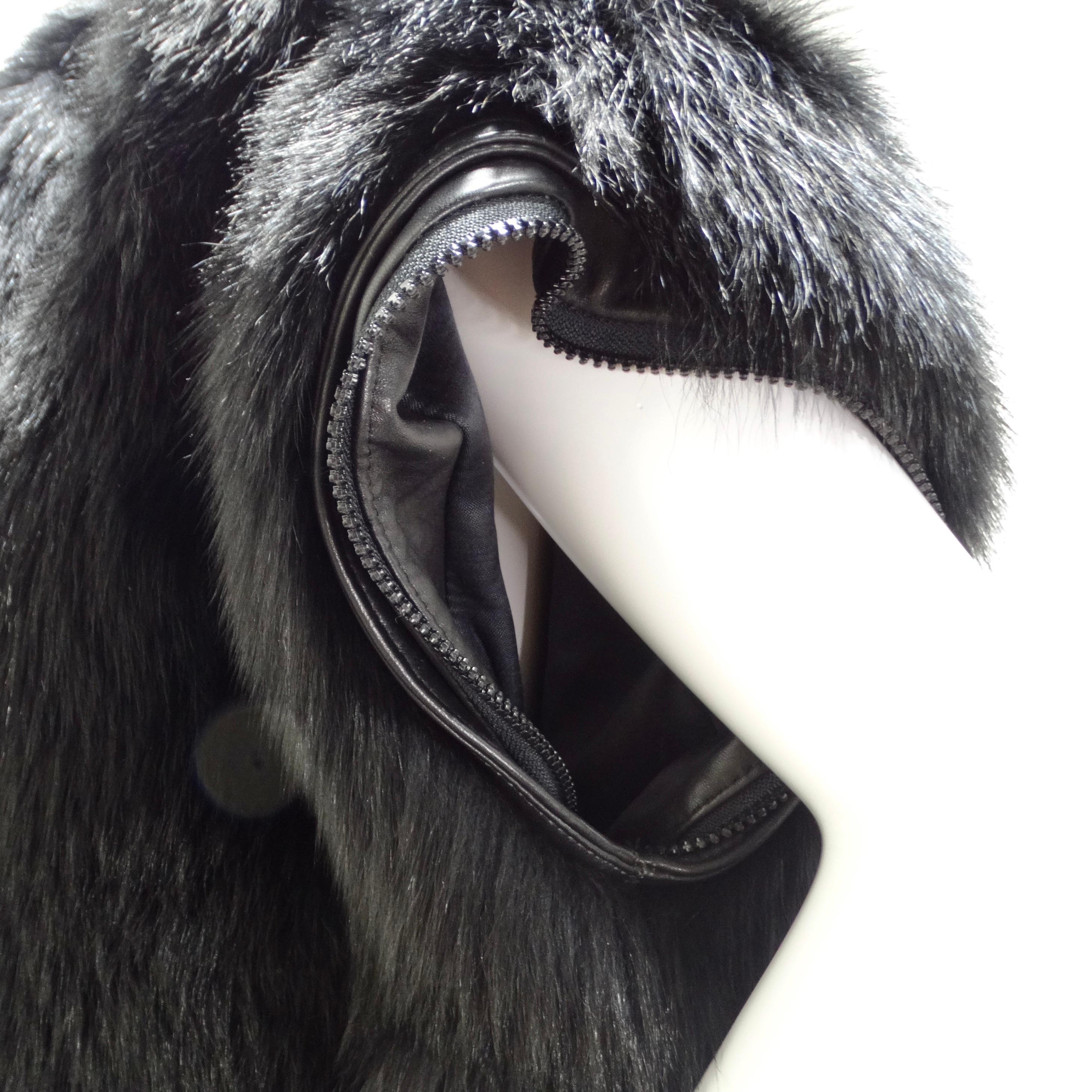 Ingrid Klahn 1980s Black Fur Leather Vest For Sale 5