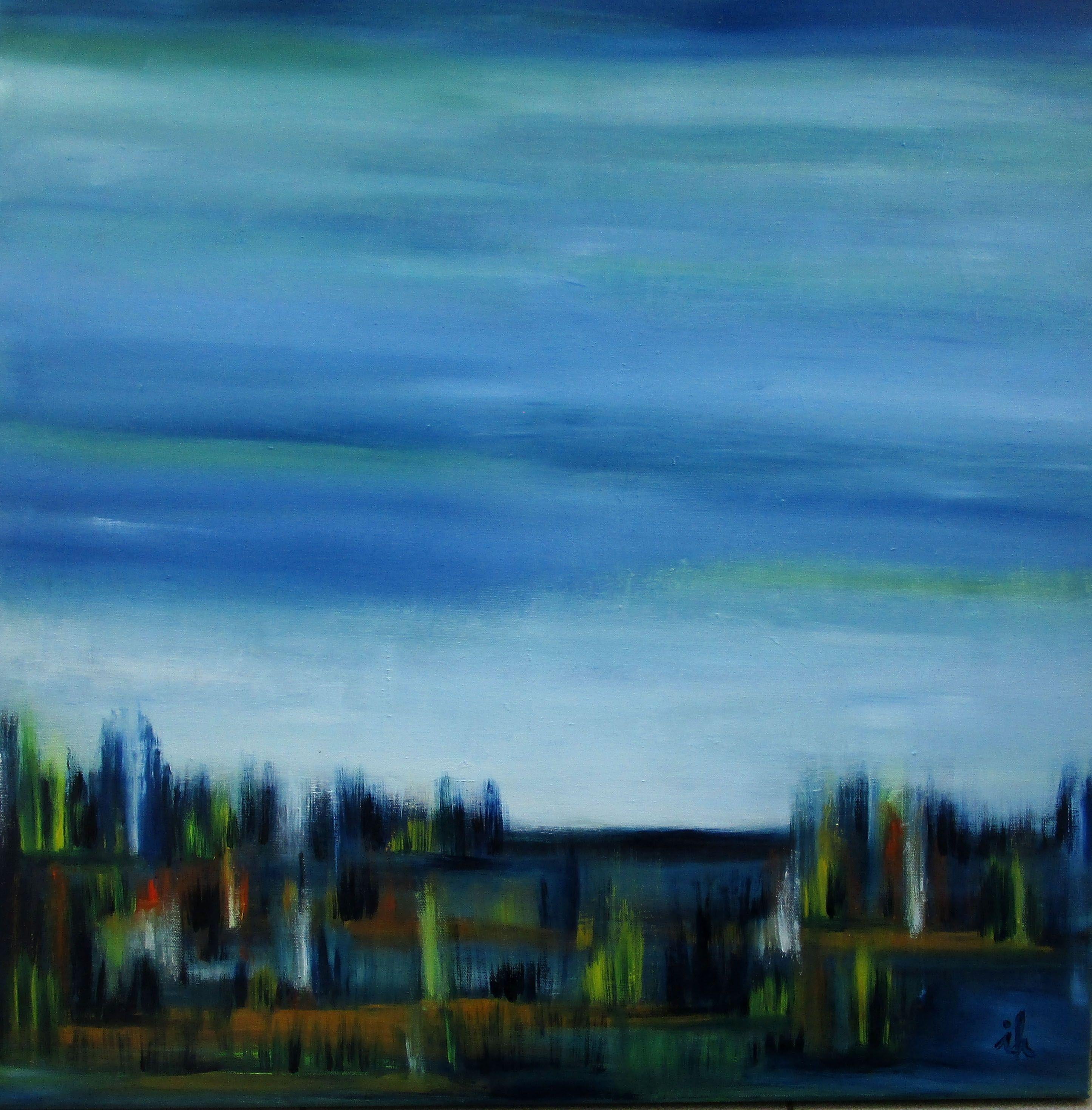 Meadow in the Light of afternoon, Gemälde, Öl auf Leinwand – Painting von Ingrid Knaus