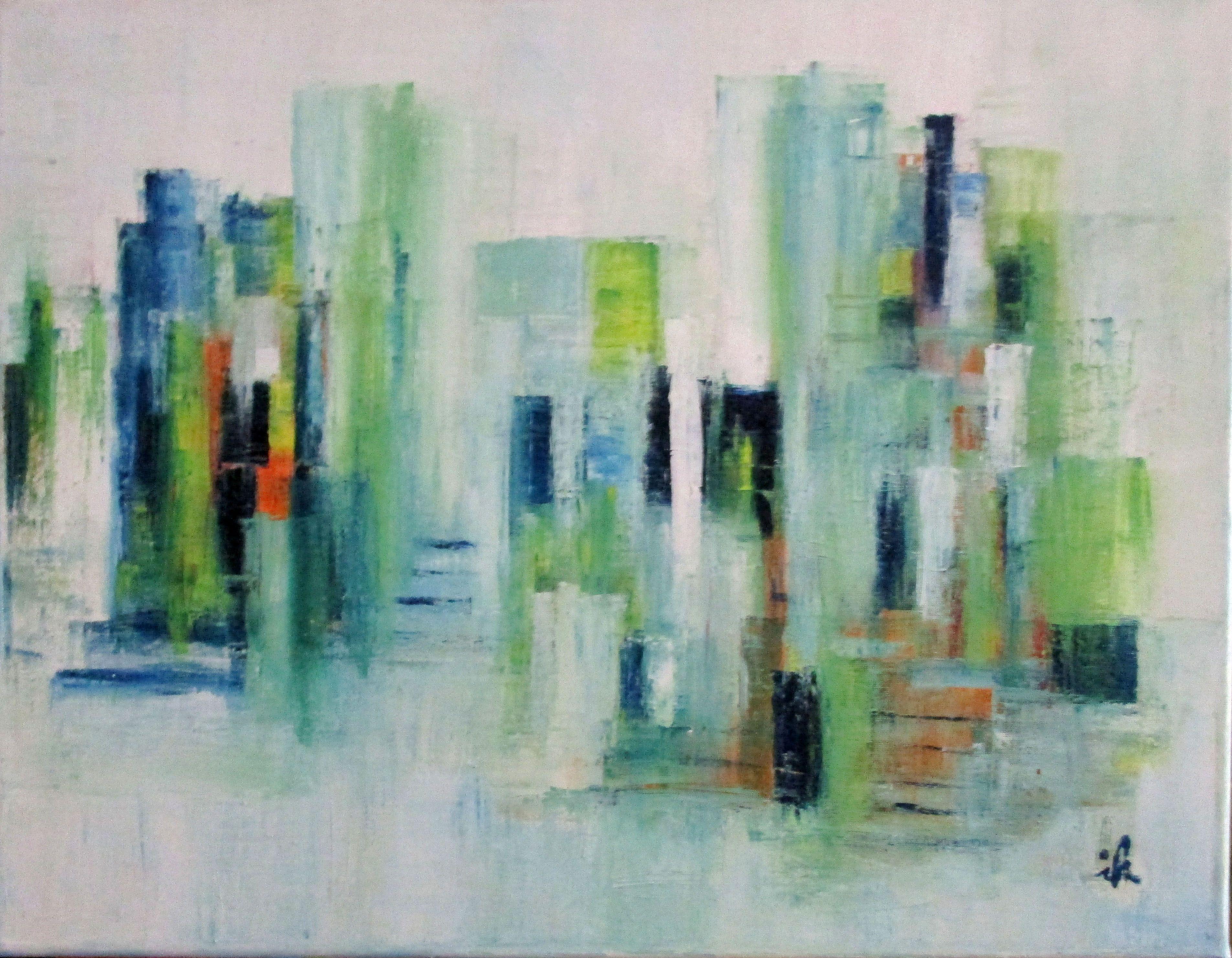 Pintura de la escalera blanca, 1 , óleo sobre lienzo,  50 x 60 cm,  Pintar,  Óleo sobre lienzo - Painting de Ingrid Knaus