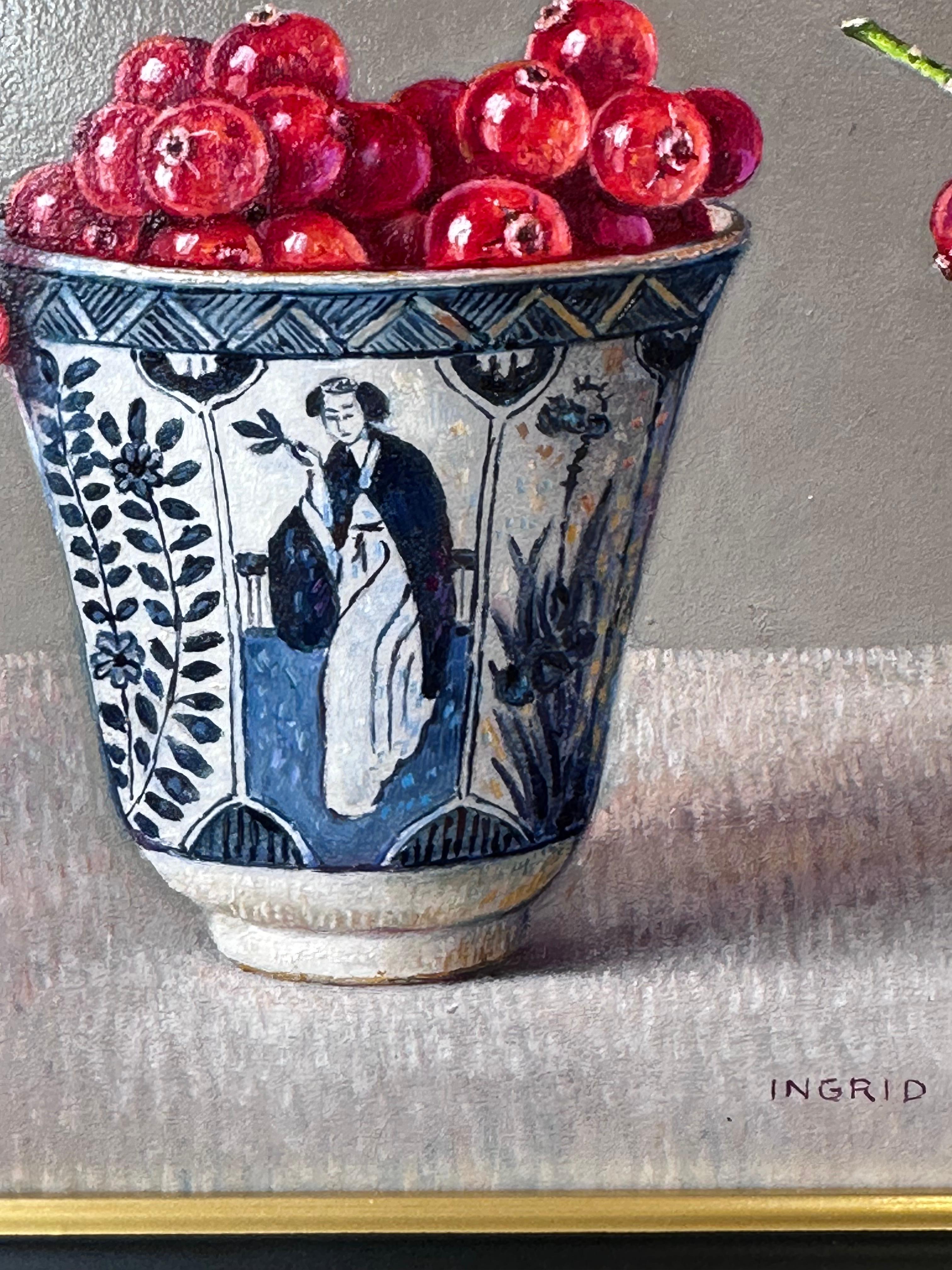 Currants in cups- 21st Century Dutch Still-life painting - Contemporary Painting by Ingrid Smuling
