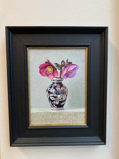 Dark Red Helleborus - 21st Century Flower Dutch Still-life Painting