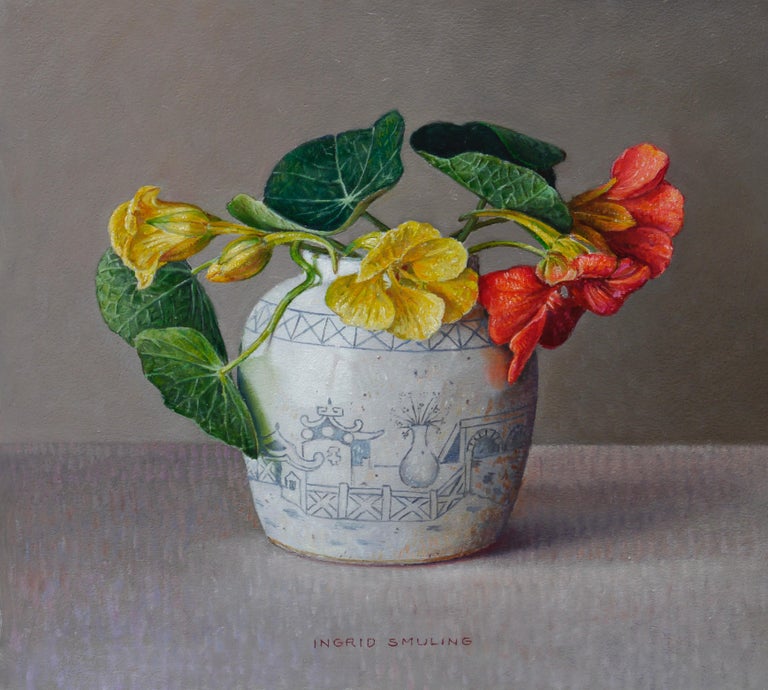 Ingrid Smuling - Nasturtiums in White Ginger Jar- 21st Century ...