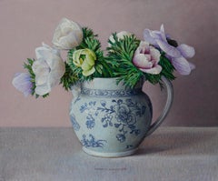 Wedgwood Etruria mit Anemonen - Contemporary Still-Life Gemälde des 21. Jahrhunderts