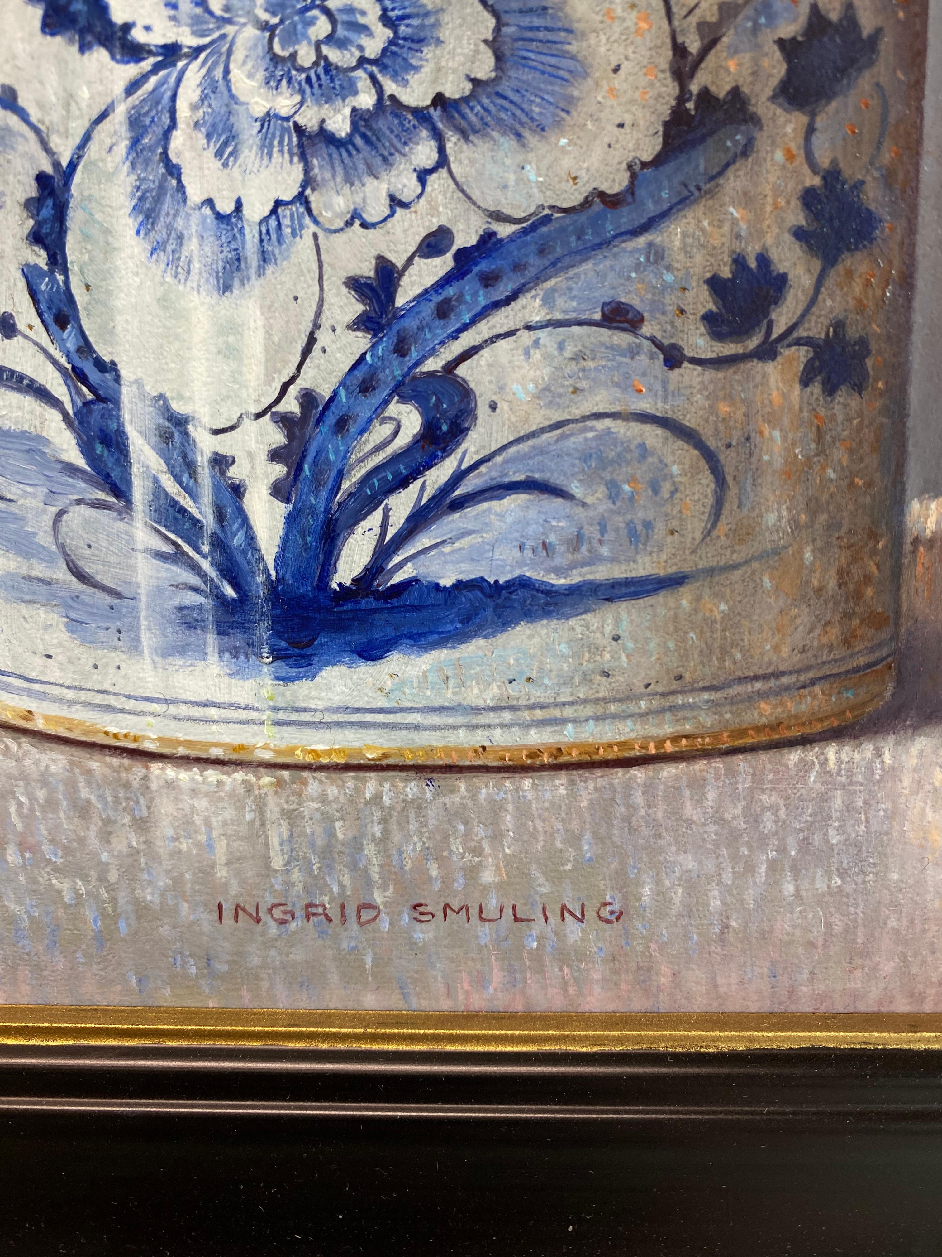 Weiße Hortensie in chinesischem Krug - Zeitgenössisches Ölgemälde des 21. im Angebot 3