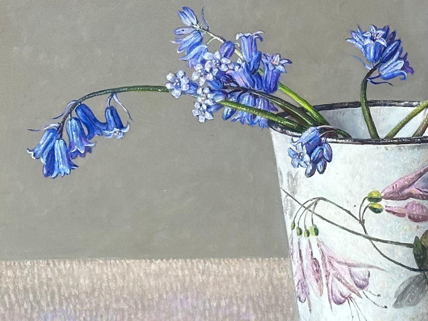 Wild hyacinth- 21st Century Contemporary Still-life Painting of flowers  - Gray Still-Life Painting by Ingrid Smuling