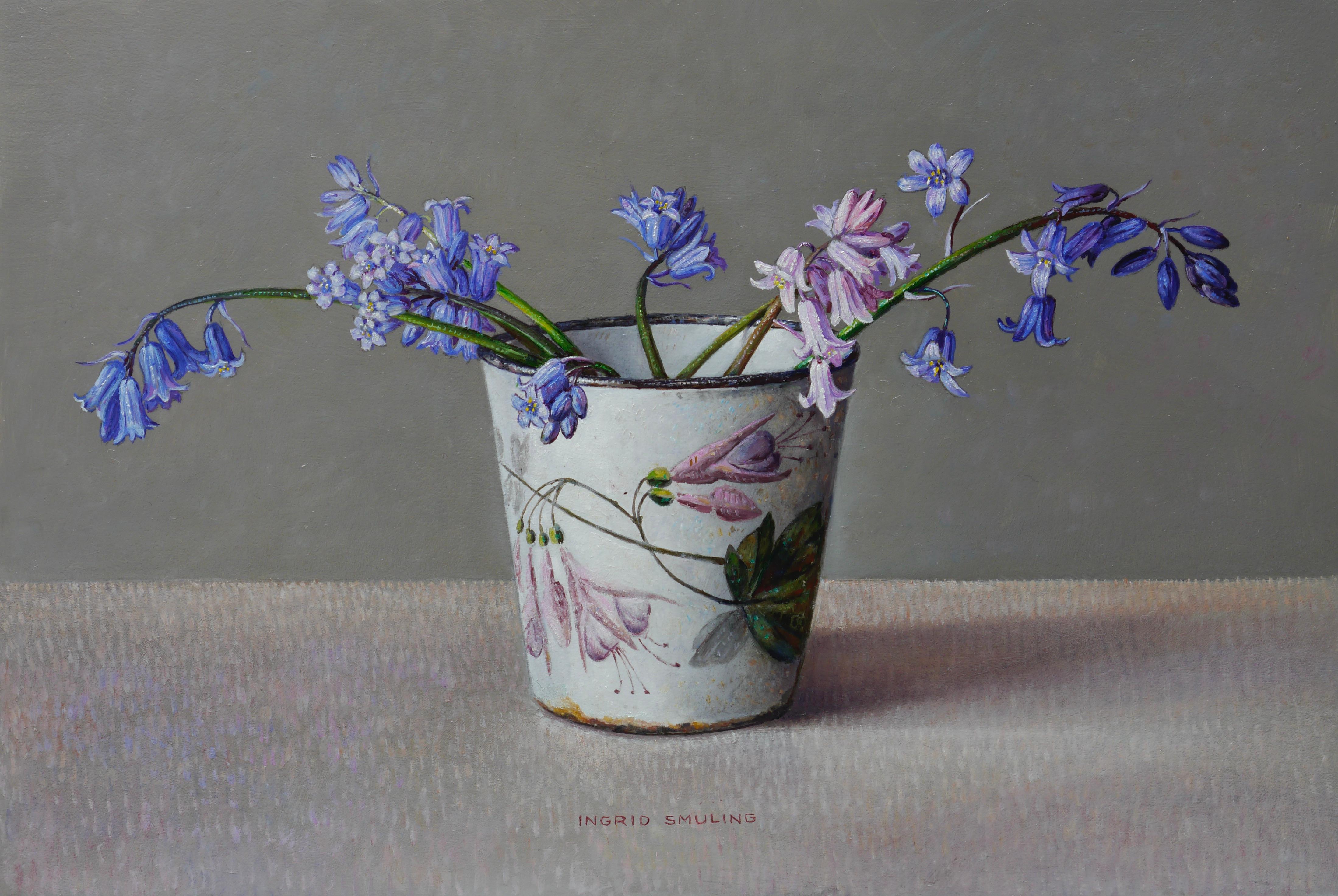 Ingrid Smuling Still-Life Painting - Wild Hyacinths- 21st Century Still-life painting of flowers in a vase