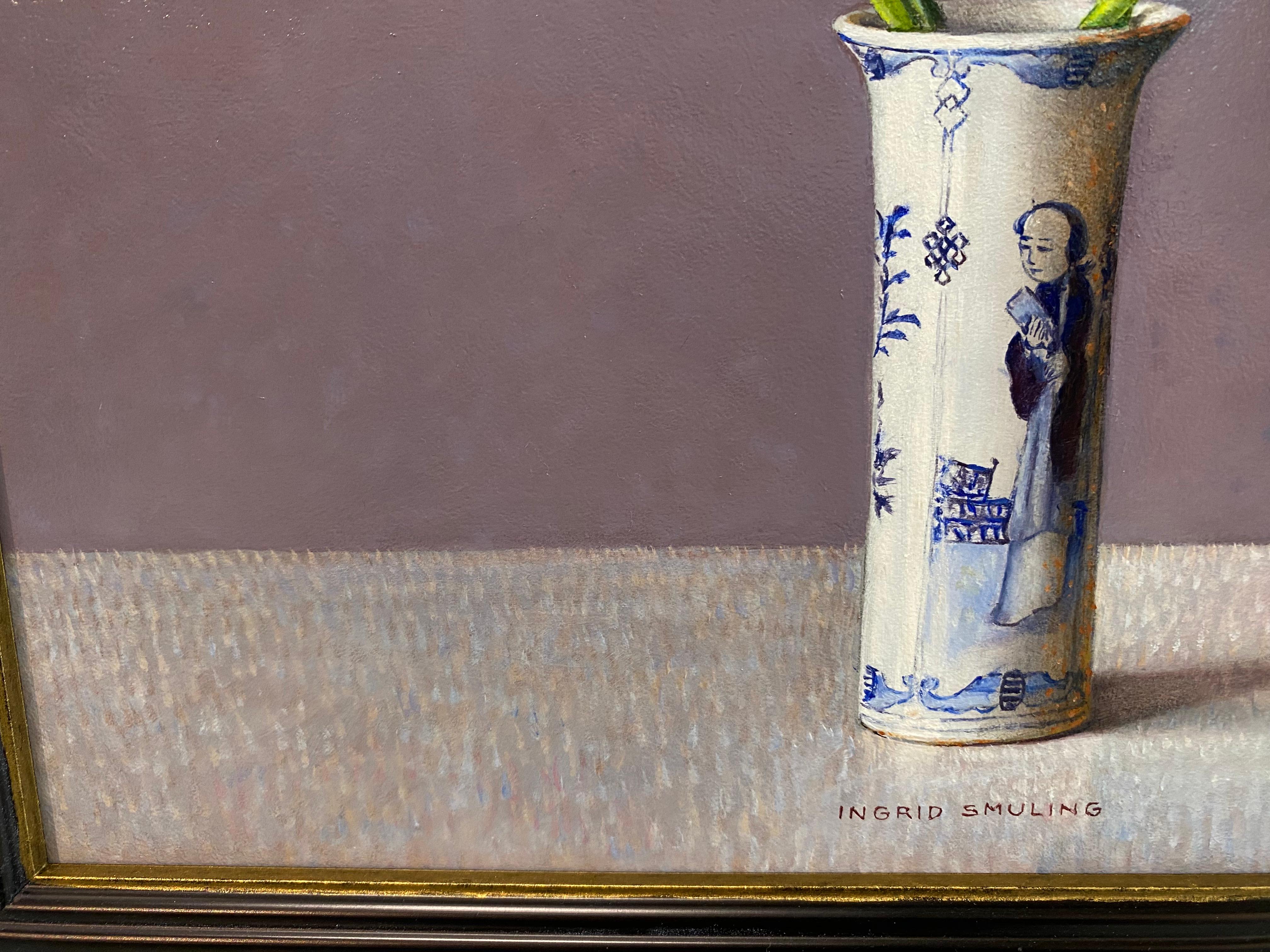 Yellow Cowslip Flowers in Chinese Vase - 21st Century Dutch Still-life Painting For Sale 4