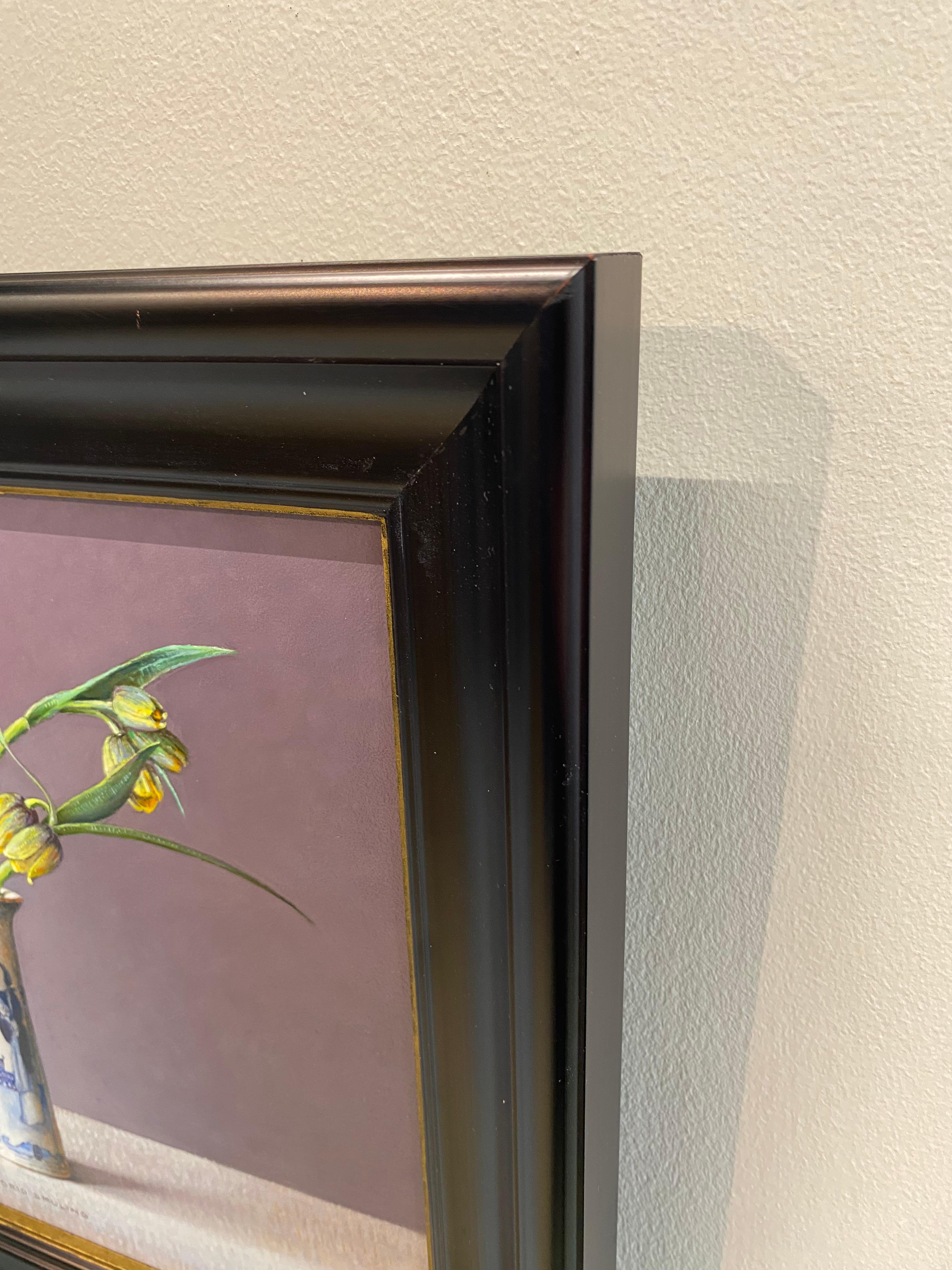 Yellow Cowslip Flowers in Chinese Vase - 21st Century Dutch Still-life Painting For Sale 5