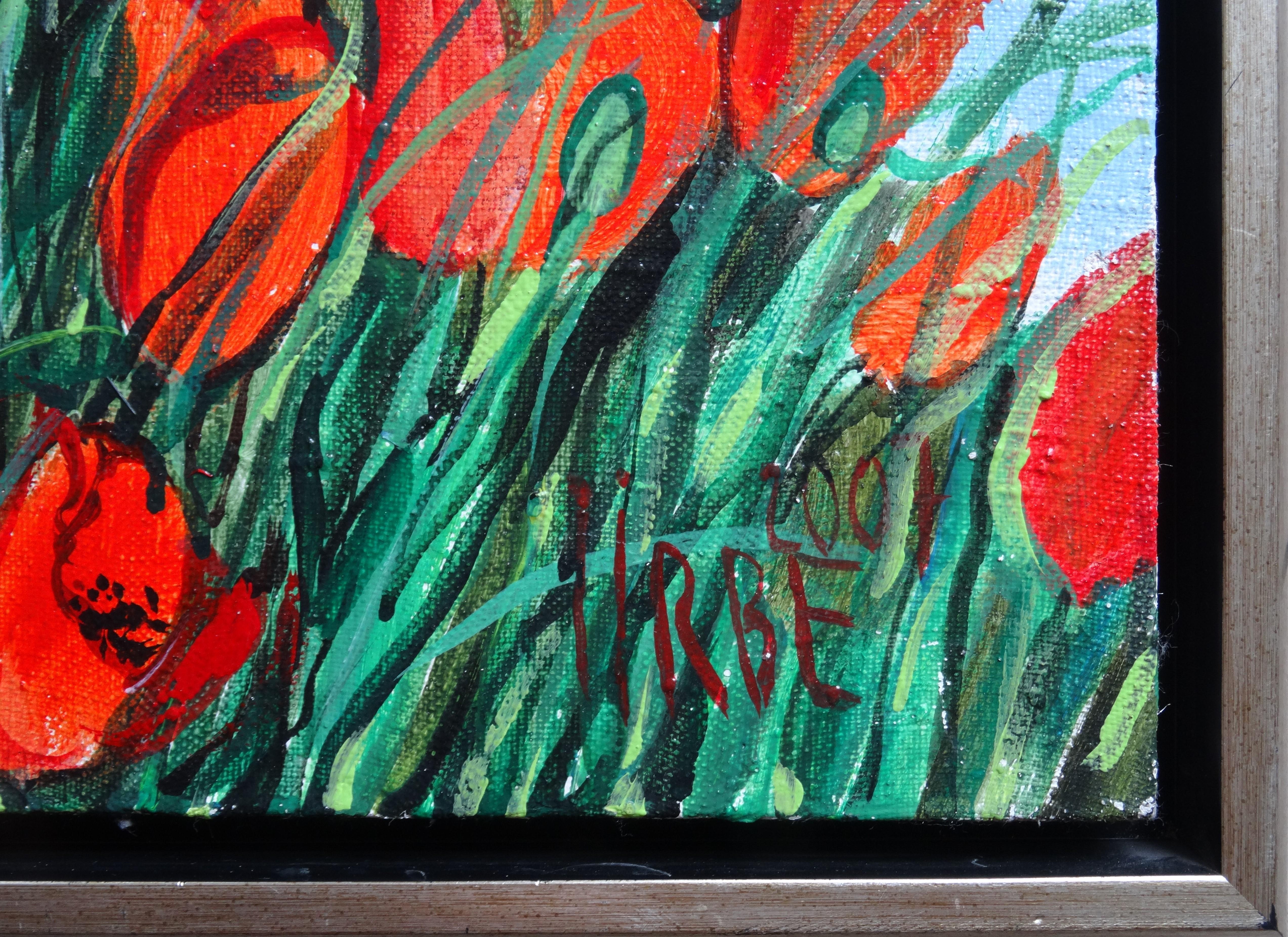 Poppies . 2007. acrylic on canvas, 40x40 cm   - Art by Ingrida Irbe