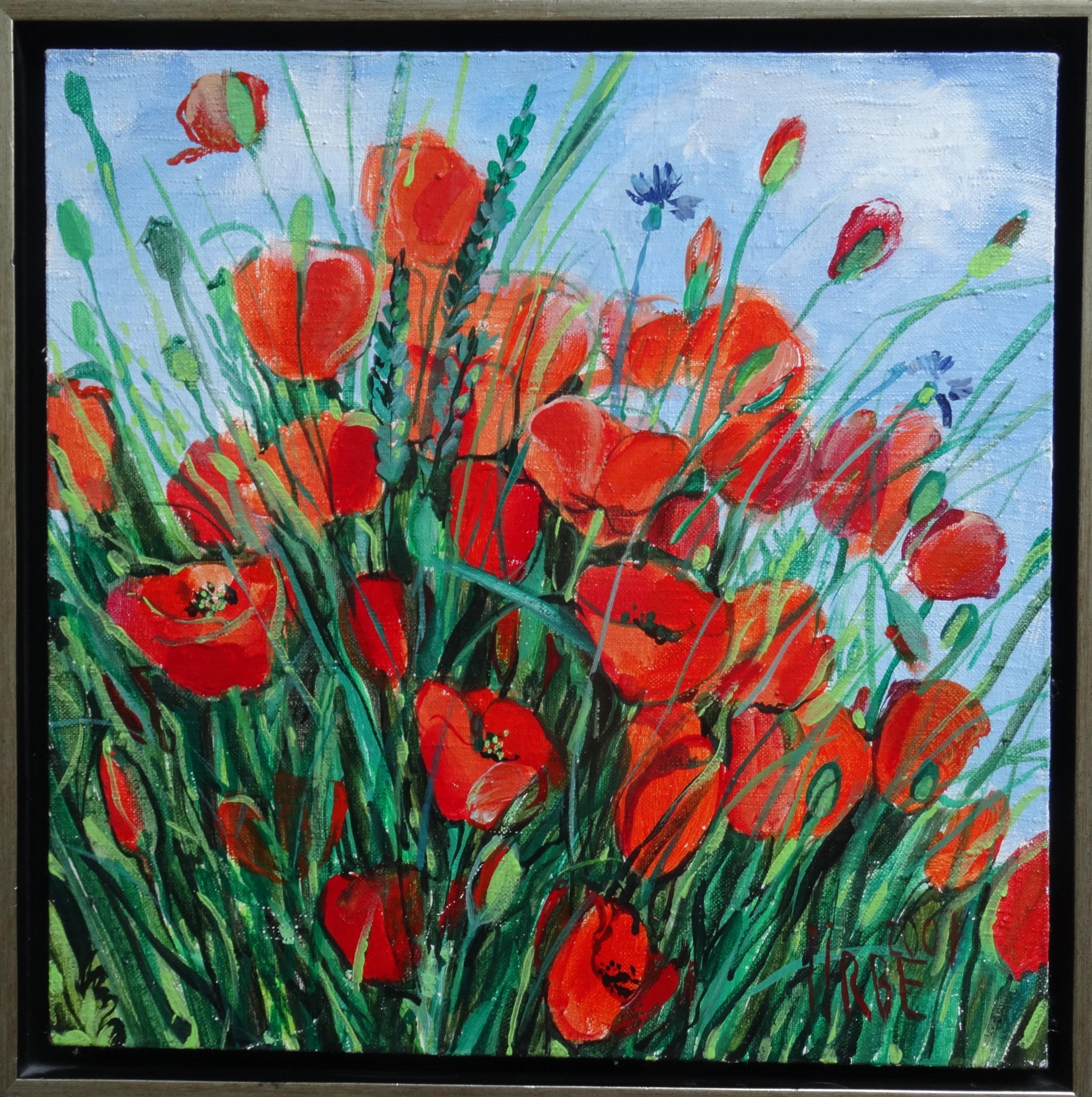 Ingrida Irbe Still-Life - Poppies . 2007. acrylic on canvas, 40x40 cm  