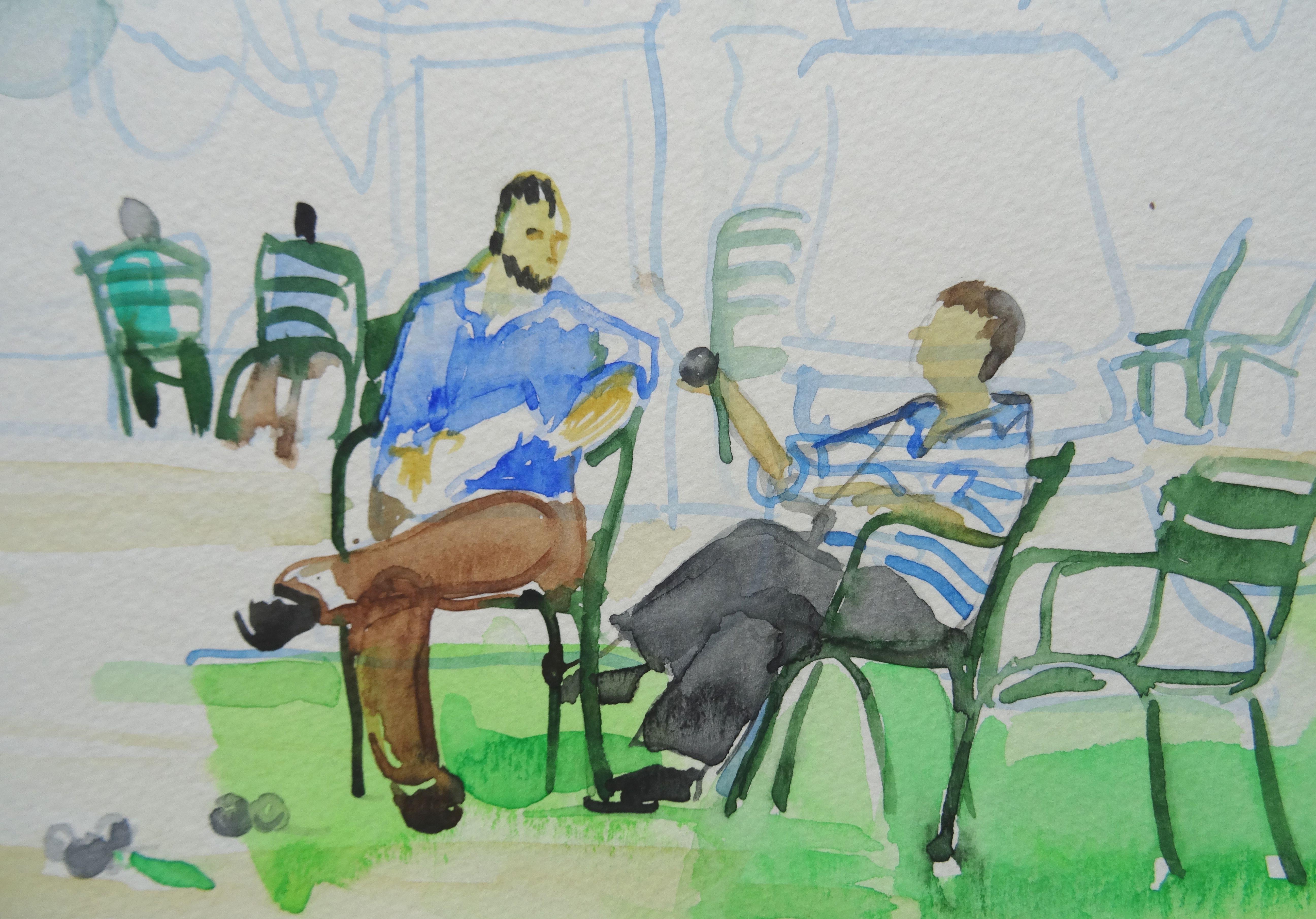 Tuileries garden. 2010. Watercolor on paper, 38x50 cm - Impressionist Art by Ingrida Irbe