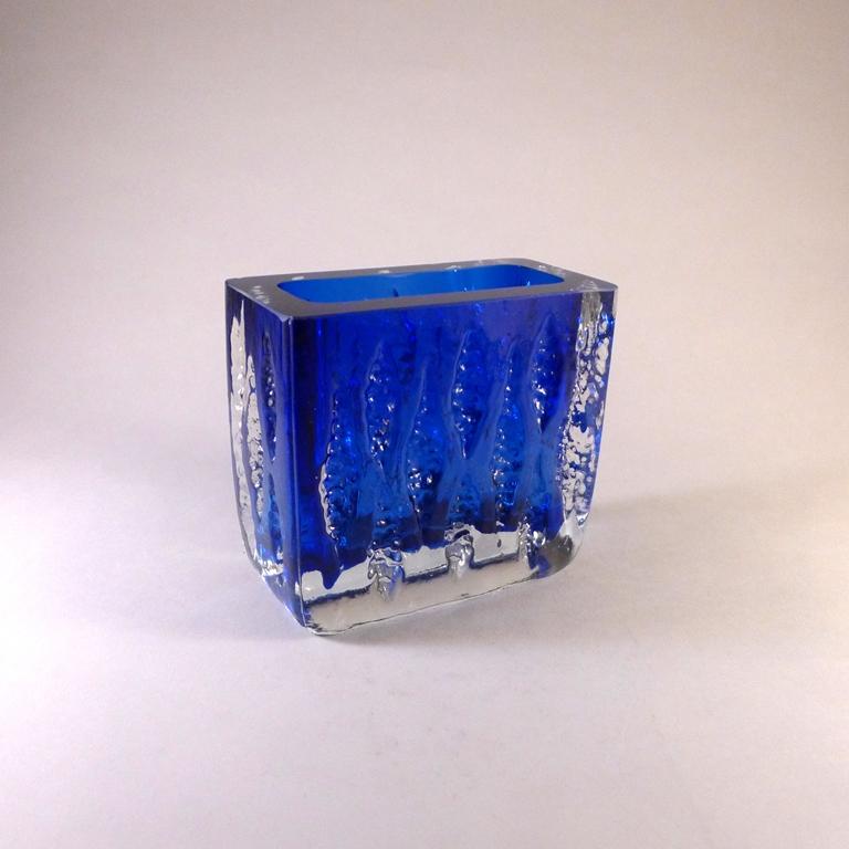 Ingridglas Designed Blue and Clear Glass Vase, 1970s In Excellent Condition For Sale In London, GB