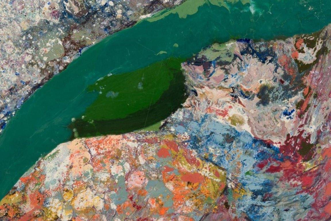 Ingvar Dahl. Öl auf Platte. Abstrakte Landschaft mit glänzender Oberfläche im Zustand „Hervorragend“ im Angebot in Copenhagen, DK