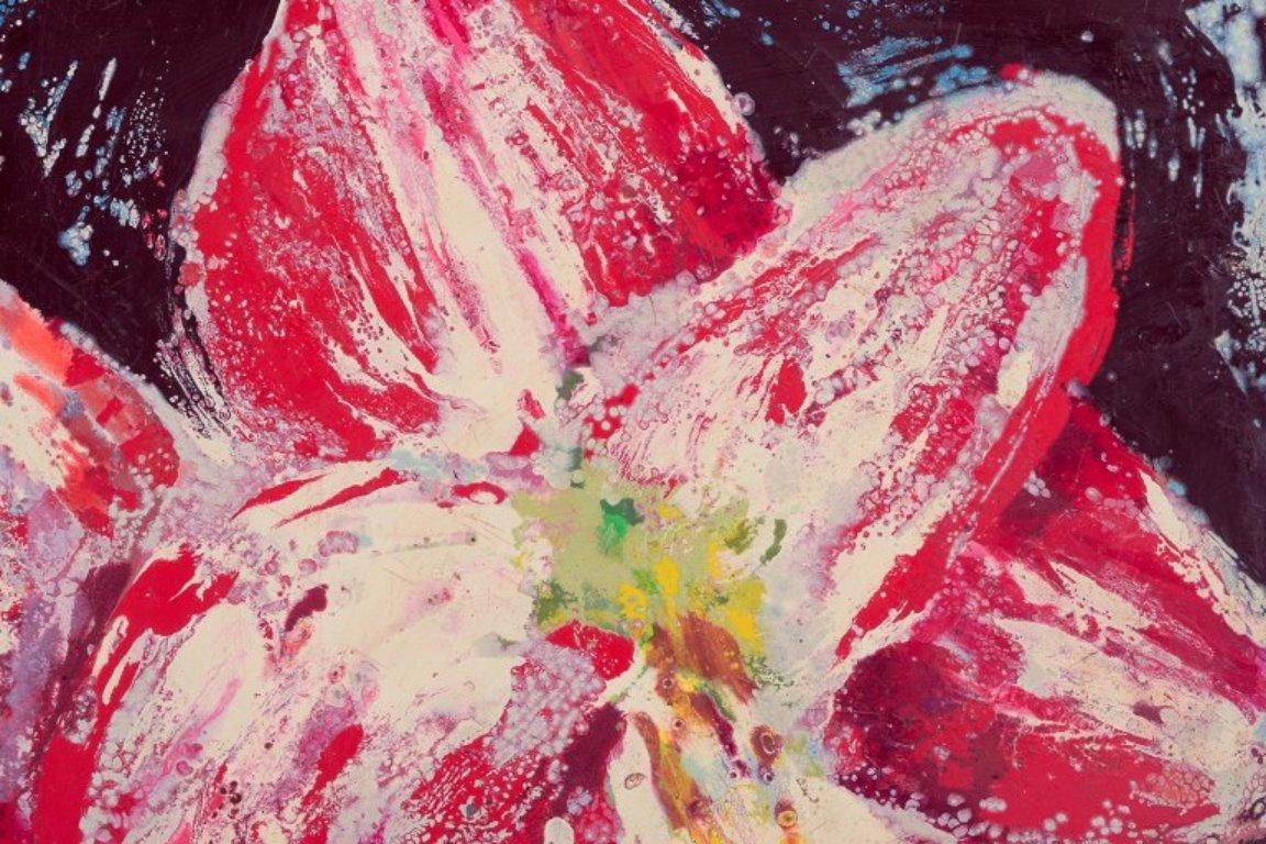 Ingvar Dahl, schwedischer Künstler. Öl auf Platte. Amaryllis mit weißen Elementen (Schwedisch) im Angebot