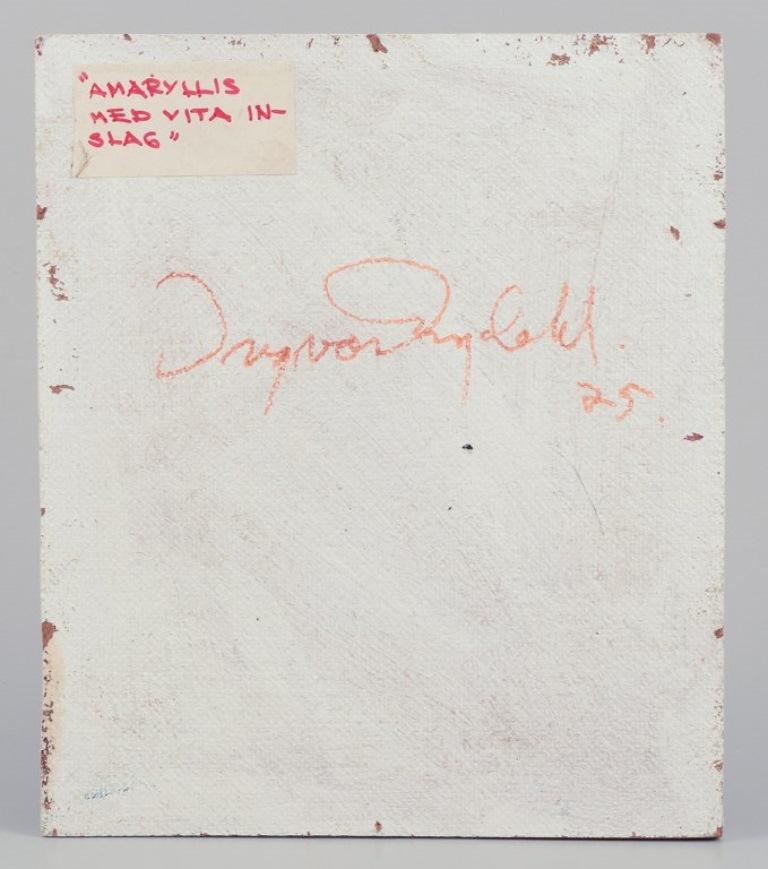 Fin du 20e siècle Ingvar Dahl, artiste suédois. Huile sur panneau. Amaryllis avec éléments blancs en vente