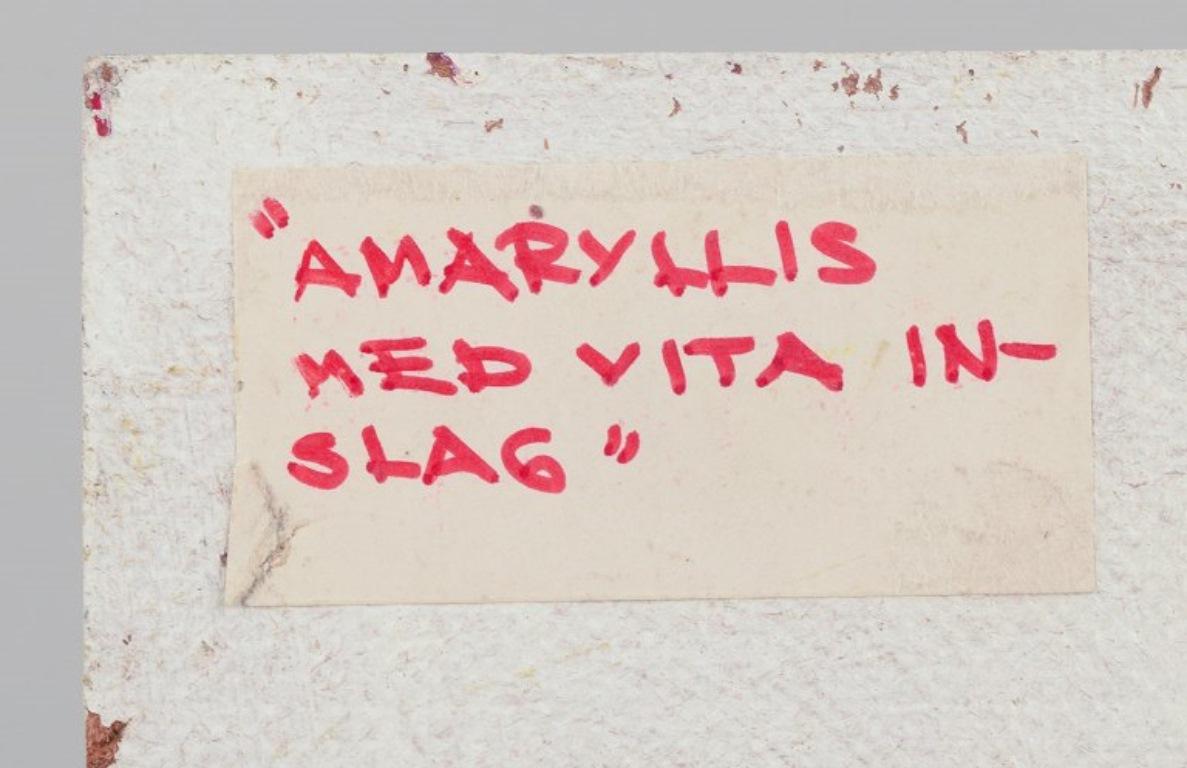 Autre Ingvar Dahl, artiste suédois. Huile sur panneau. Amaryllis avec éléments blancs en vente