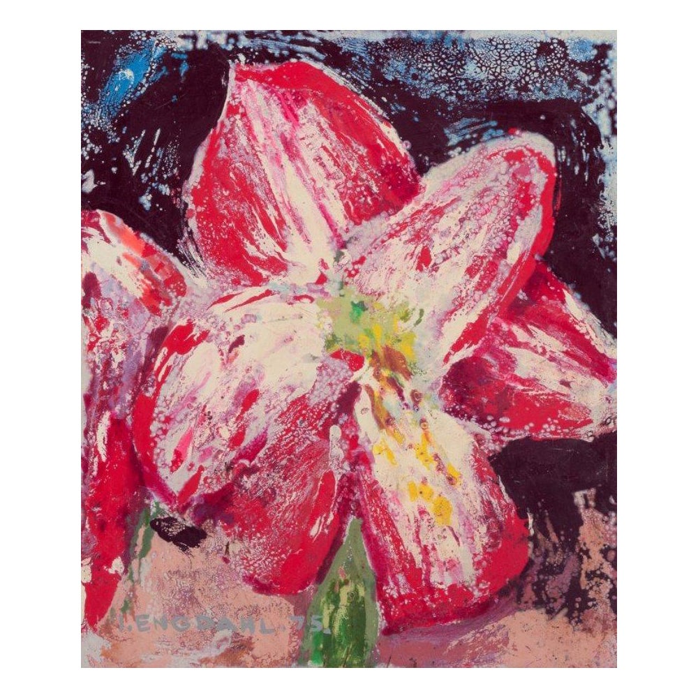 Ingvar Dahl, schwedischer Künstler. Öl auf Platte. Amaryllis mit weißen Elementen